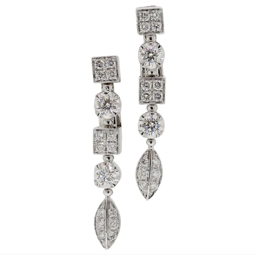 BULGARI "Lucea" White gold and Diamond Drop Earrings