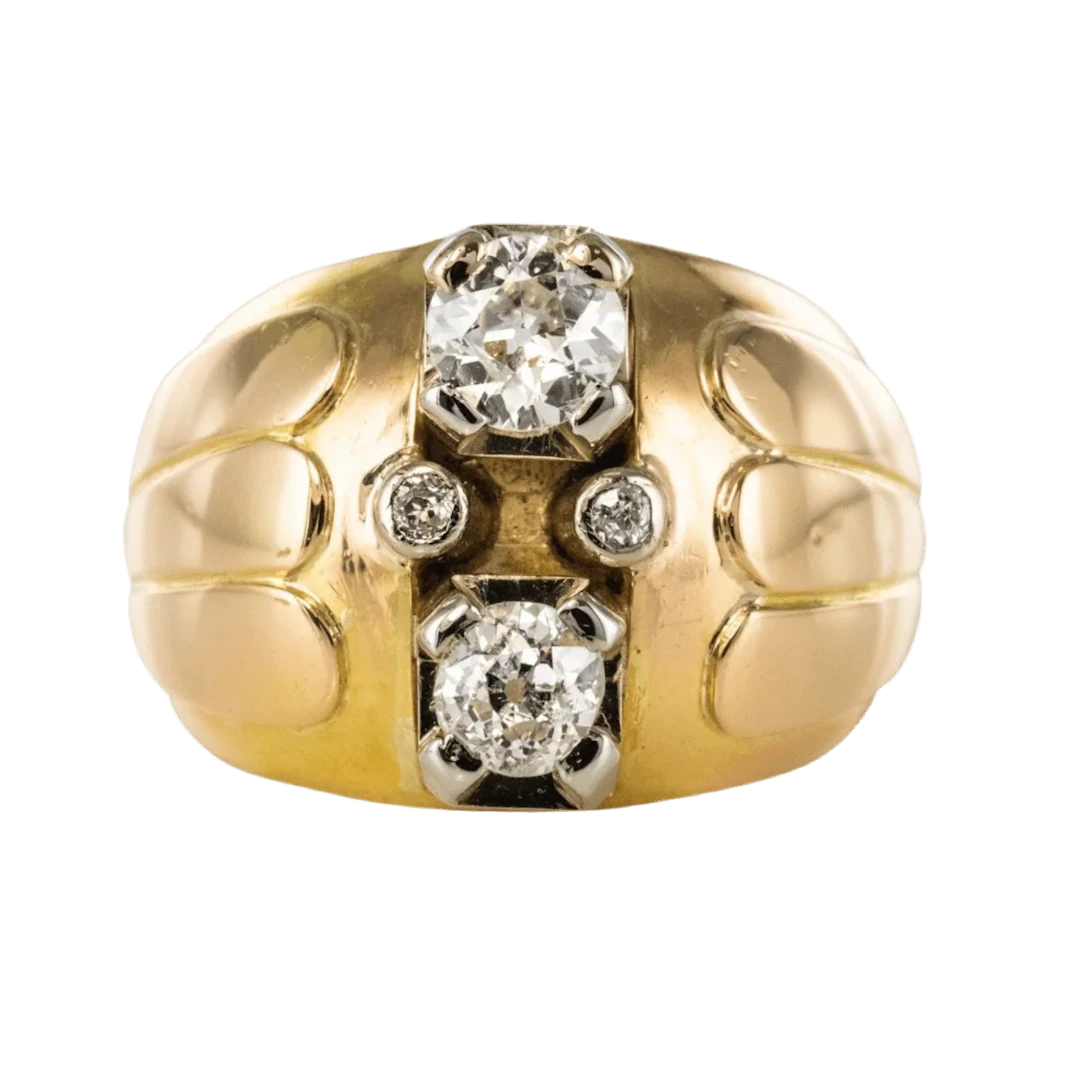 Jonc ring in yellow gold and diamonds