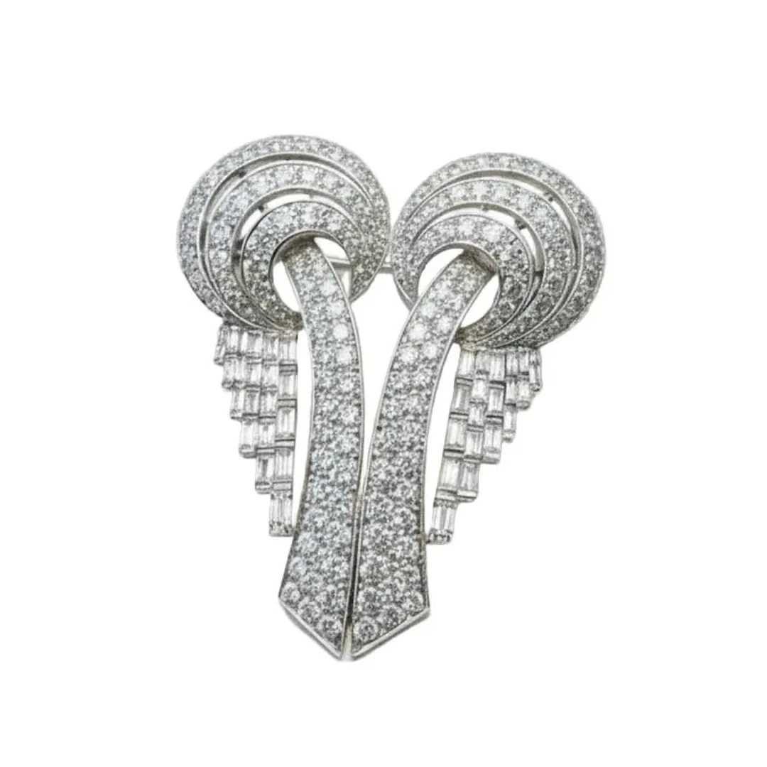 Convertible Clip Brooch in Platinum and Diamonds