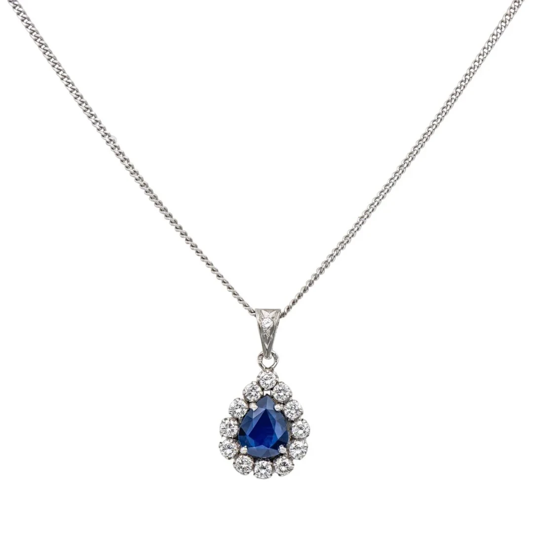 Necklace Pendant White gold Sapphire