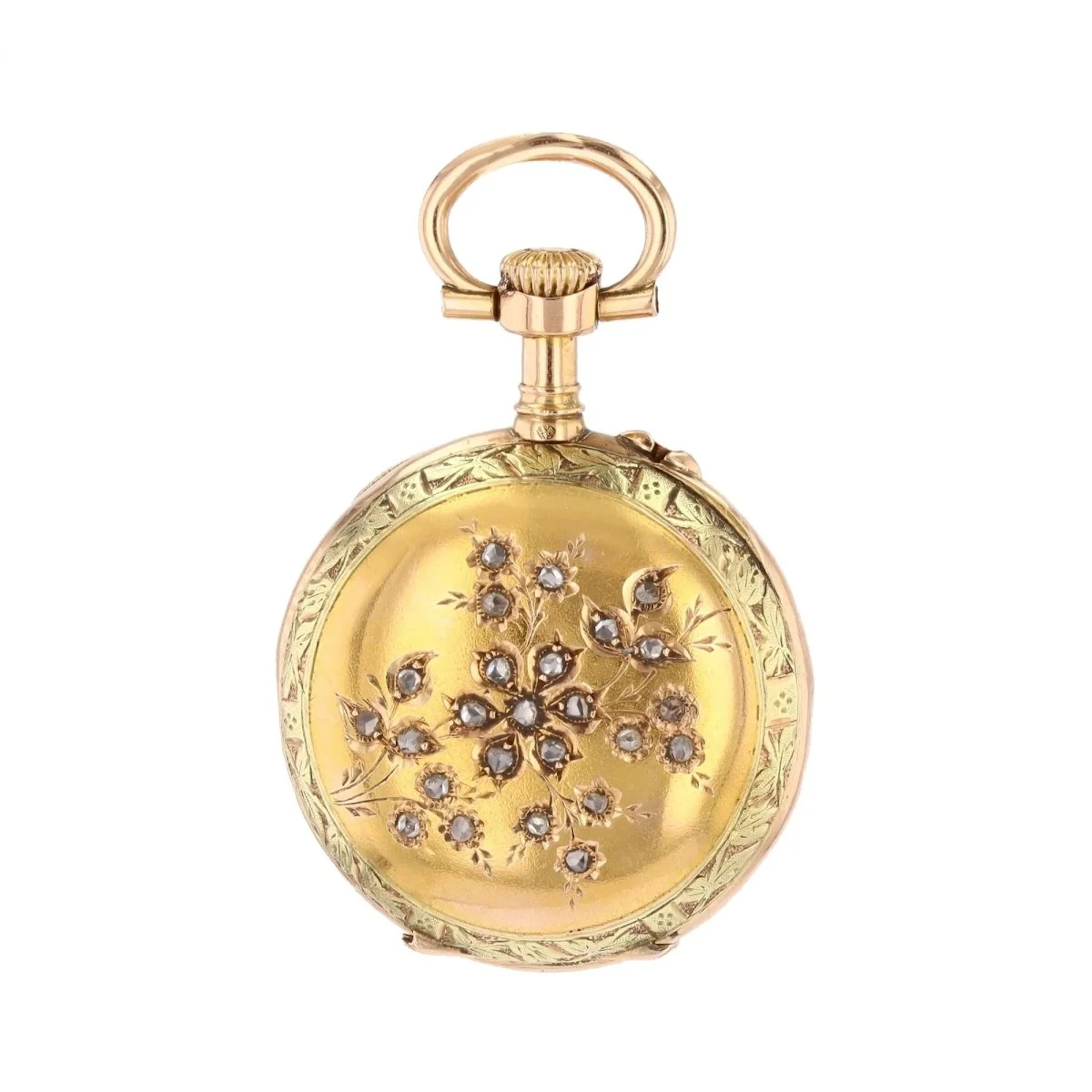 Locket in rose gold, green gold, and diamonds