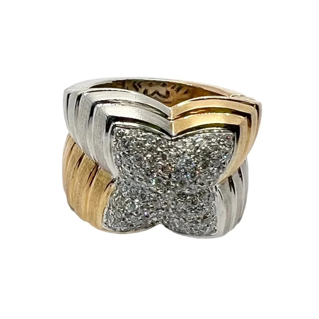 Ring Pavée BULGARI in yellow gold, white gold and diamonds