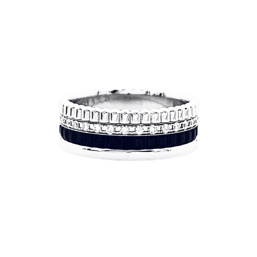 BOUCHERON "Quatre Black Edition" Headband Ring in white gold and diamonds