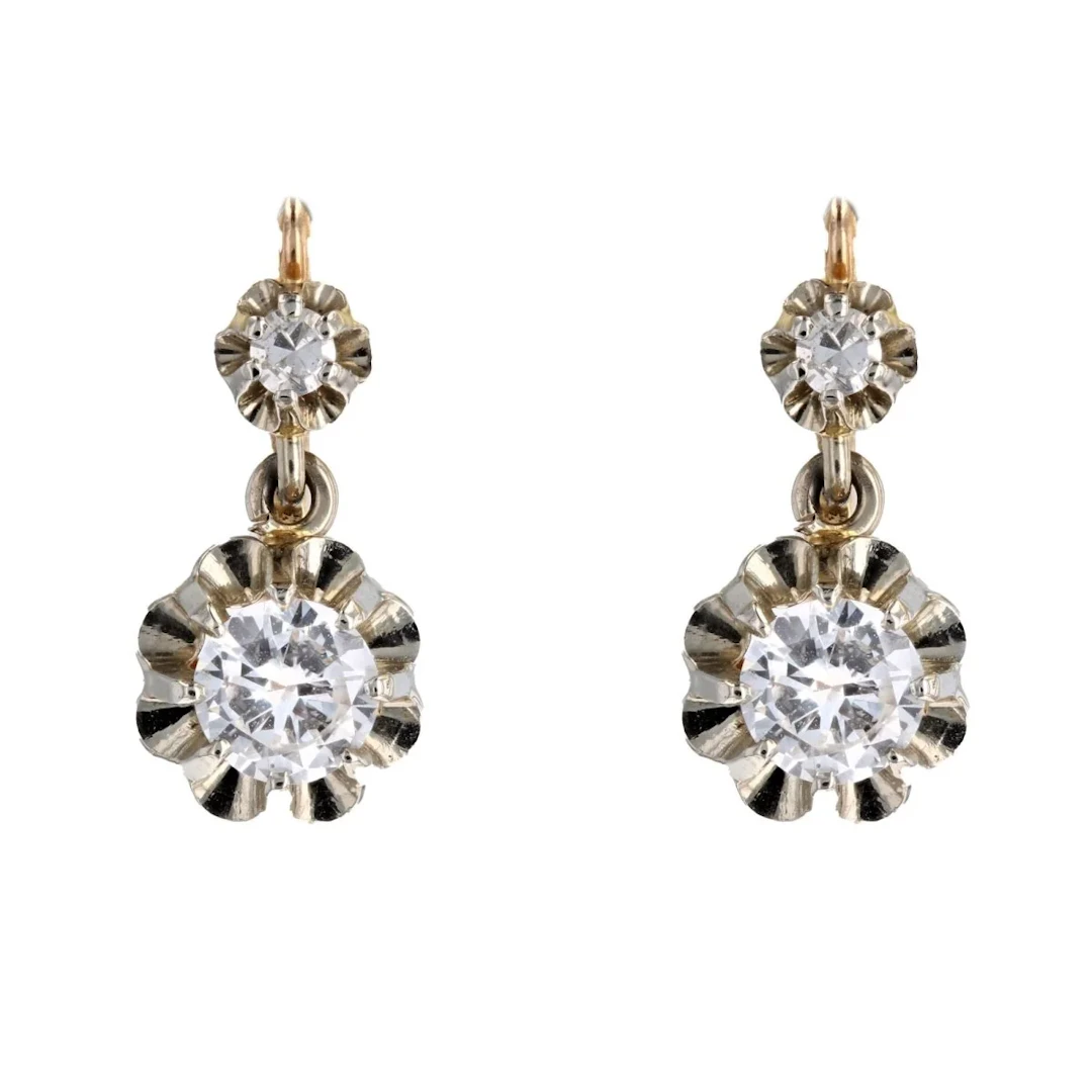 Earrings Sleepers in rose gold, white gold and diamonds