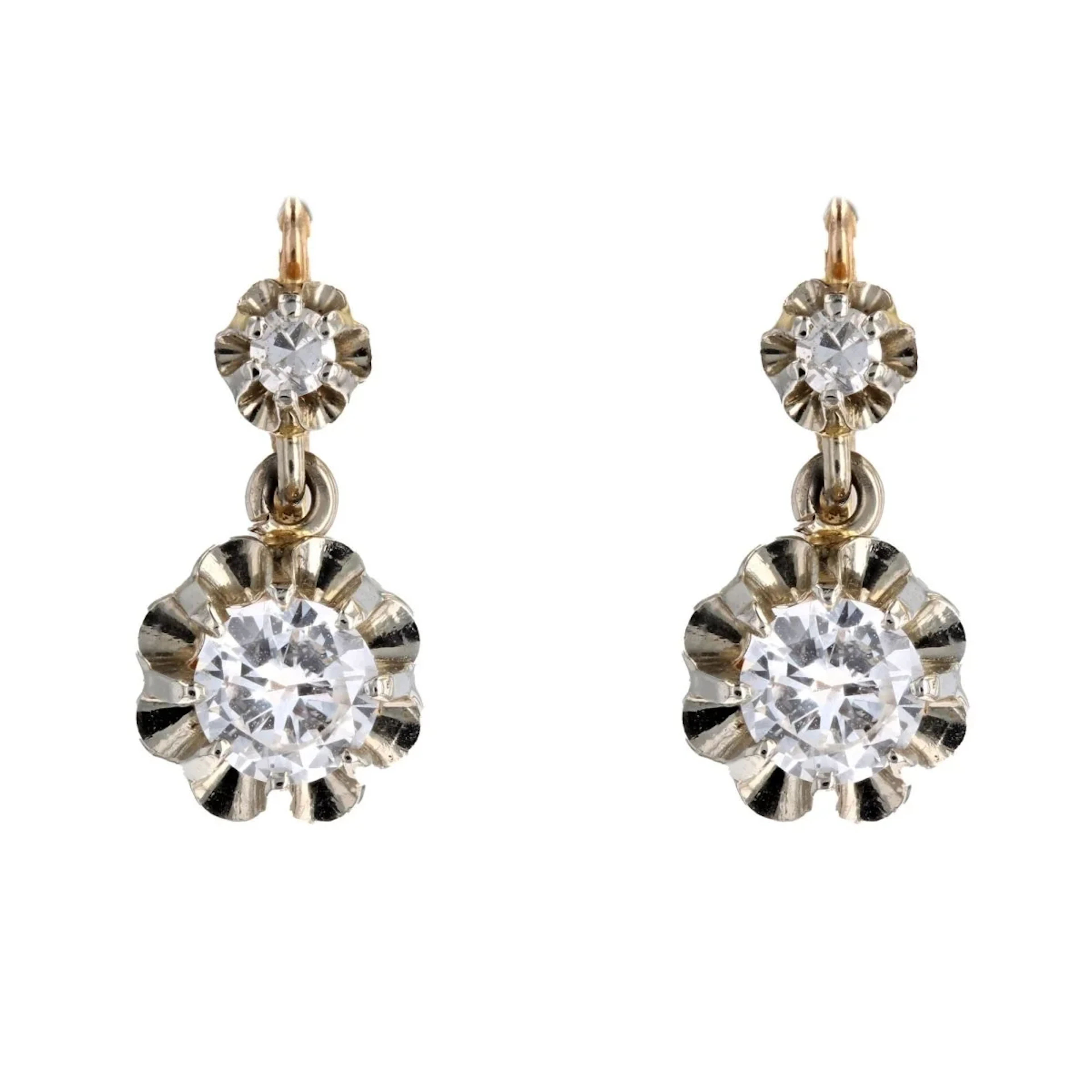 Earrings Sleepers in rose gold, white gold and diamonds