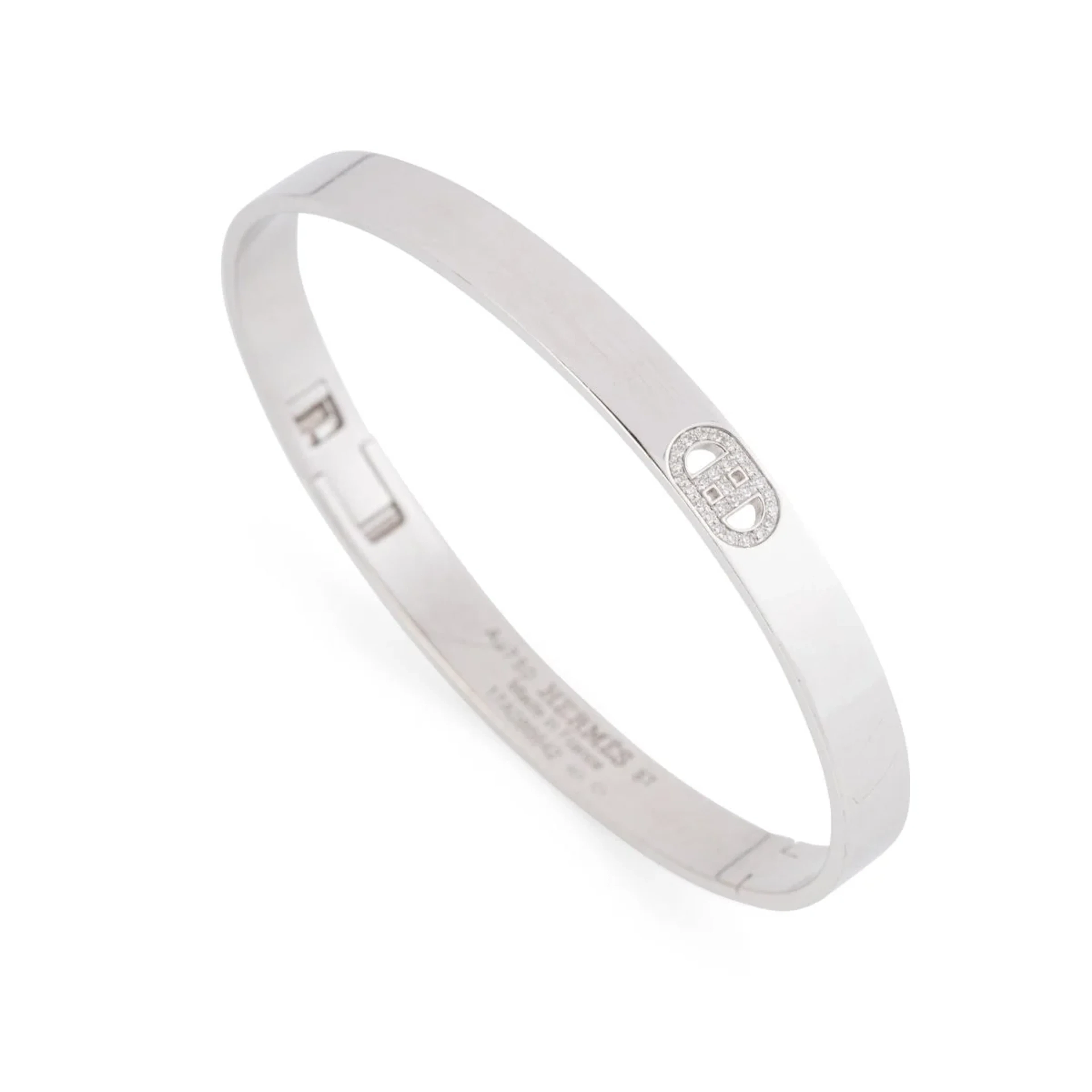 Bracelet Jonc HERMÈS "H d'Ancre" en or blanc et diamants