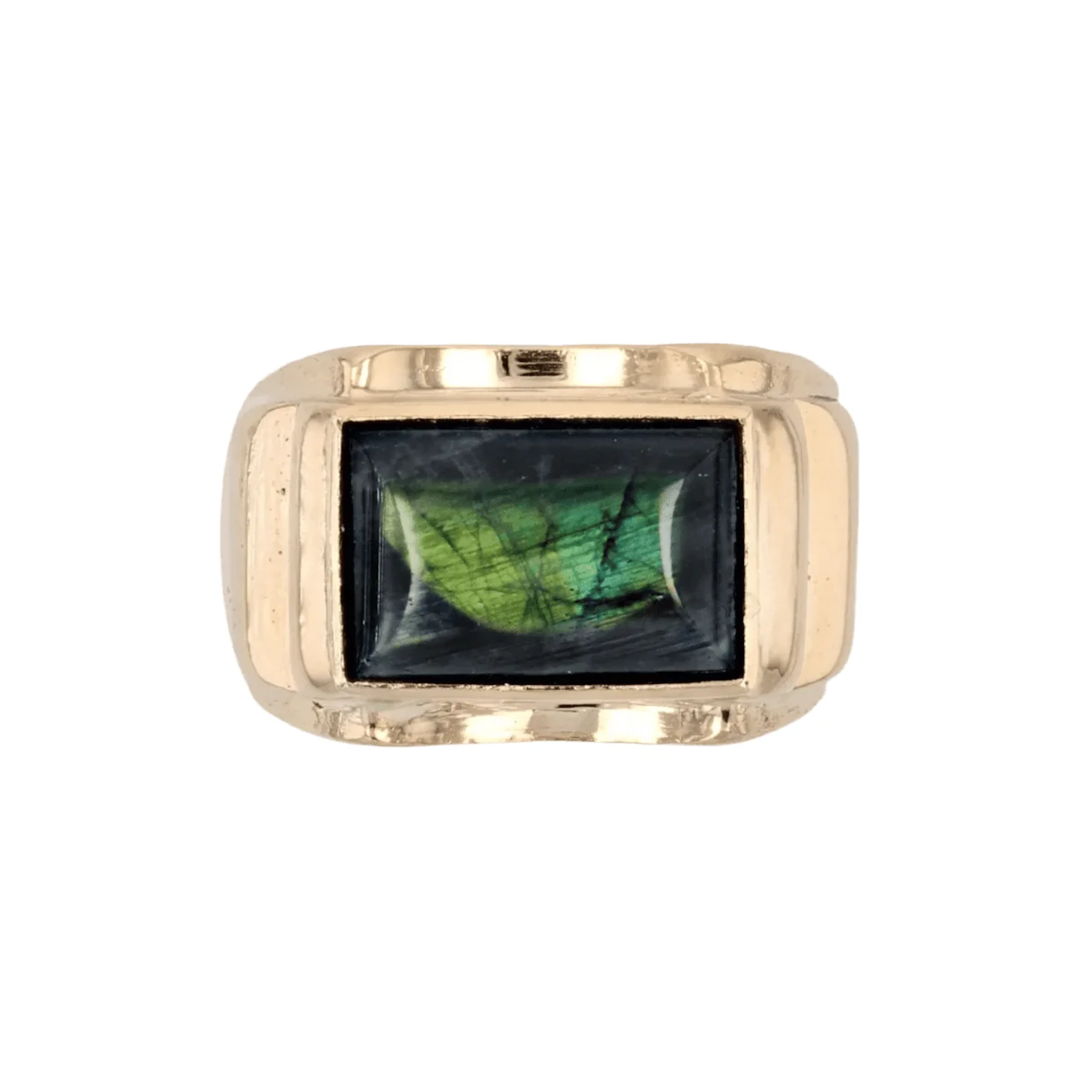 Signet ring in yellow gold and spectrolite