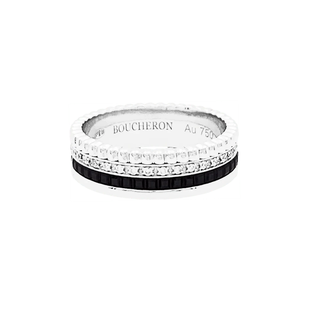 BOUCHERON "Quatre Black Edition" Headband Ring in white gold and diamonds