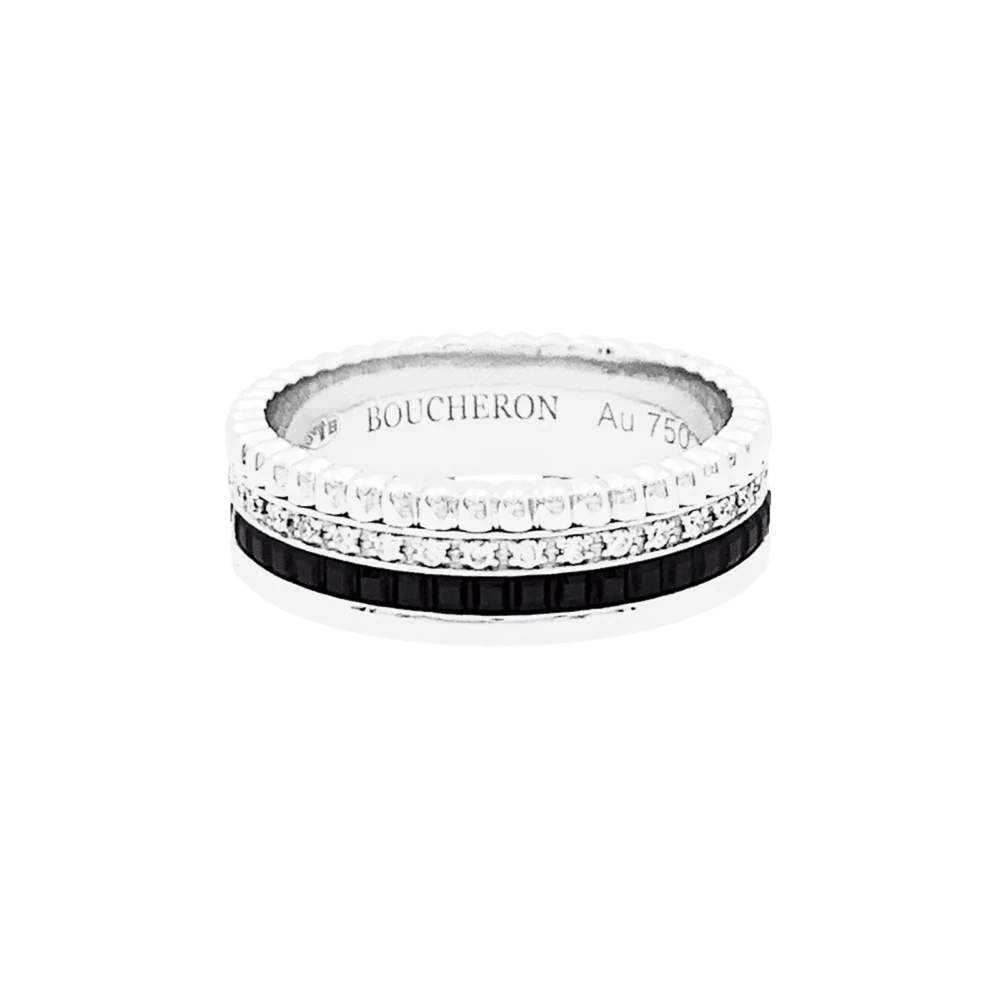 BOUCHERON "Quatre Black Edition" Headband Ring in white gold and diamonds