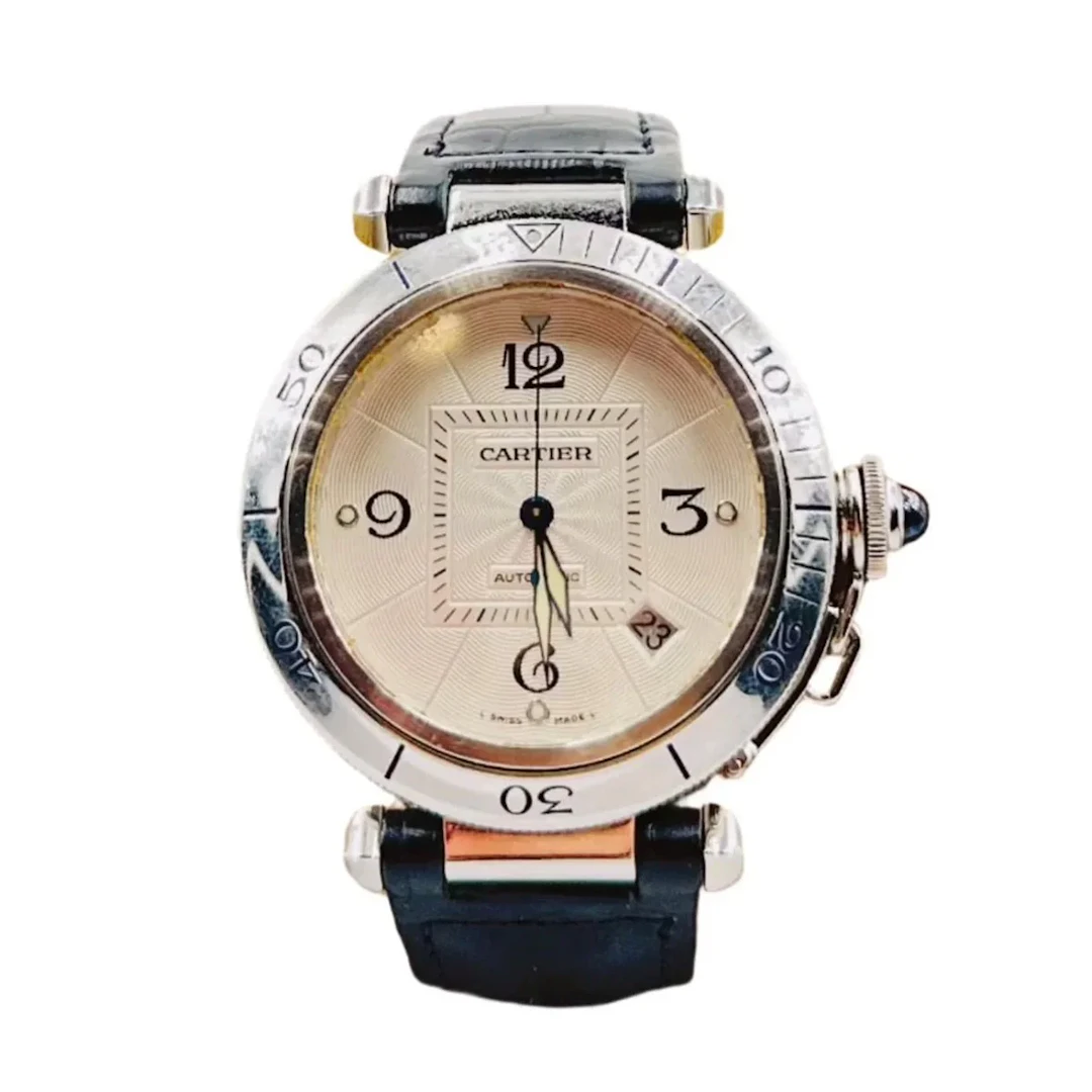 CARTIER “Pasha” watch in steel and leather