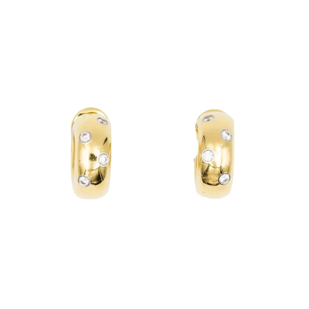 TIFFANY & CO. "Stars" hoop earrings in yellow gold, platinum and diamonds