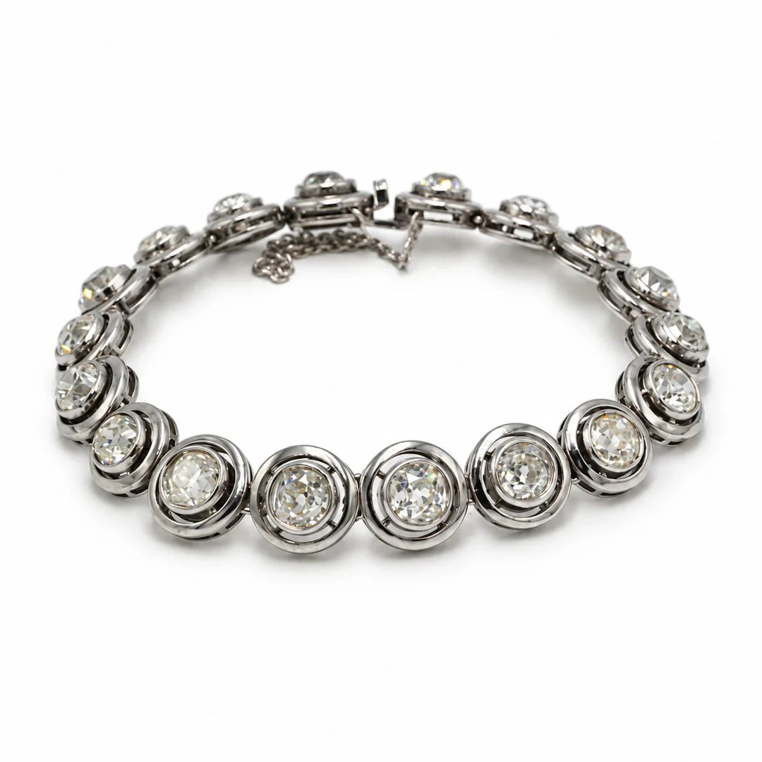 White gold, silver, and diamond bracelet