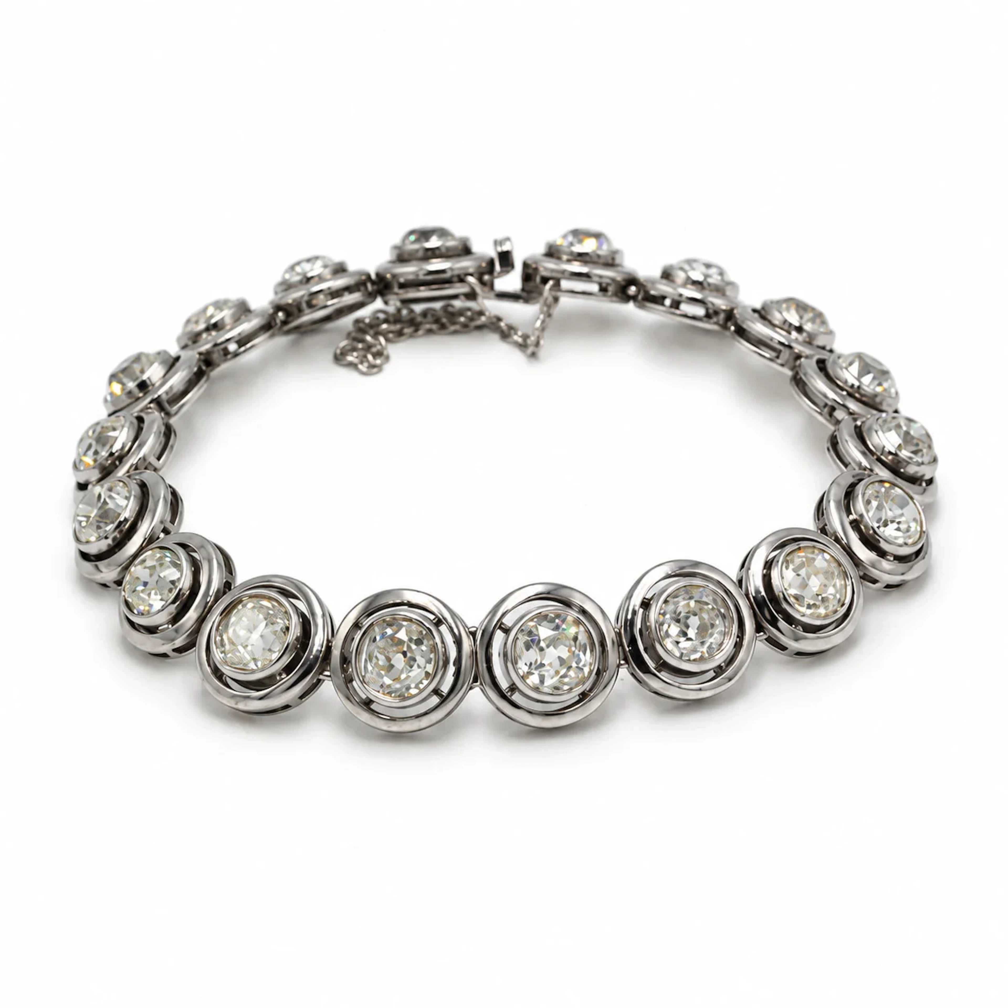 White gold, silver, and diamond bracelet