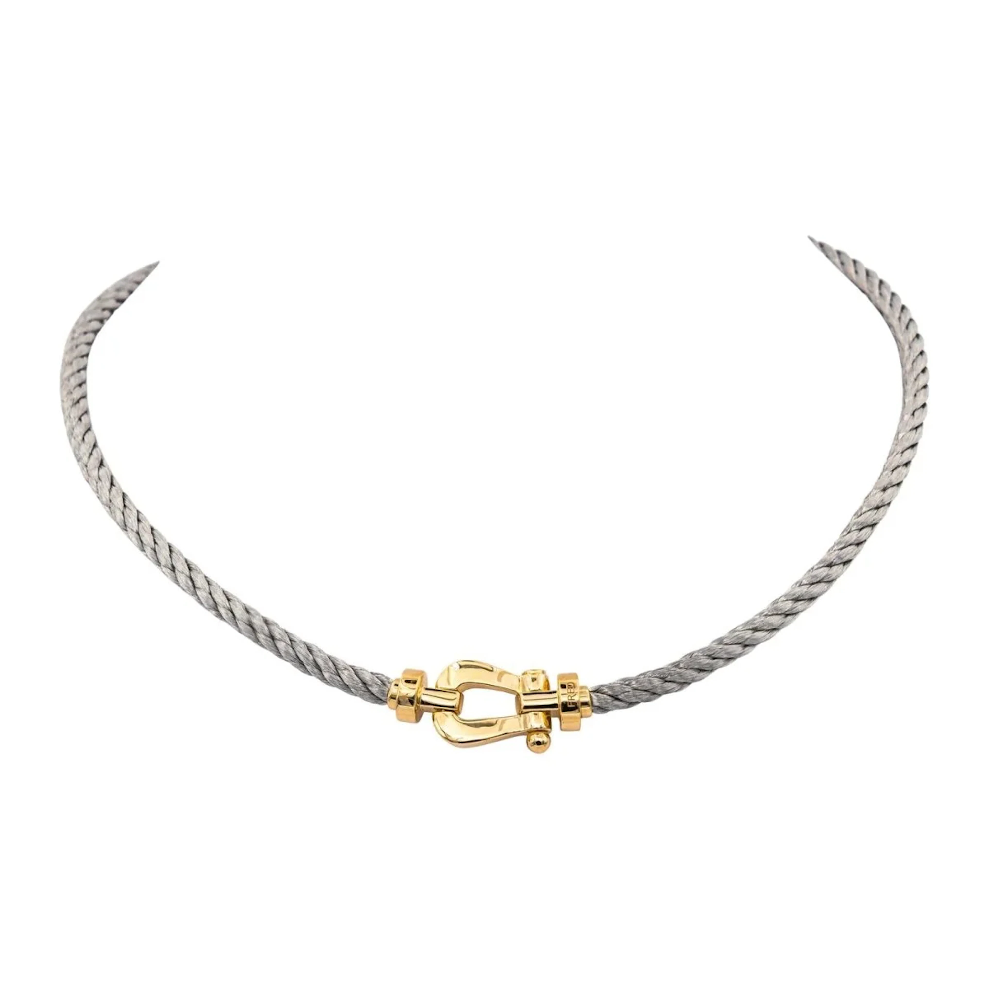 FRED "Force 10" Mesh Necklace in Yellow Gold and Steel
