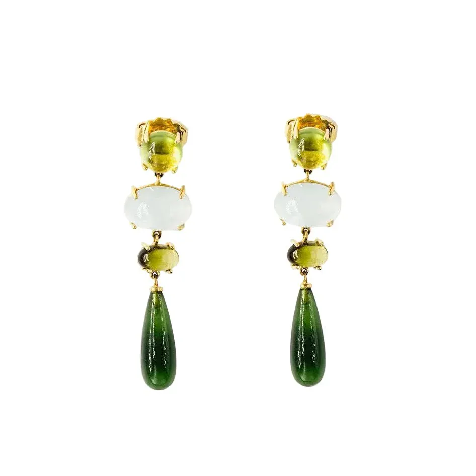 OLE LYNGGAARD "Aqua Lotus" Dangle Earrings in yellow gold with aquamarine