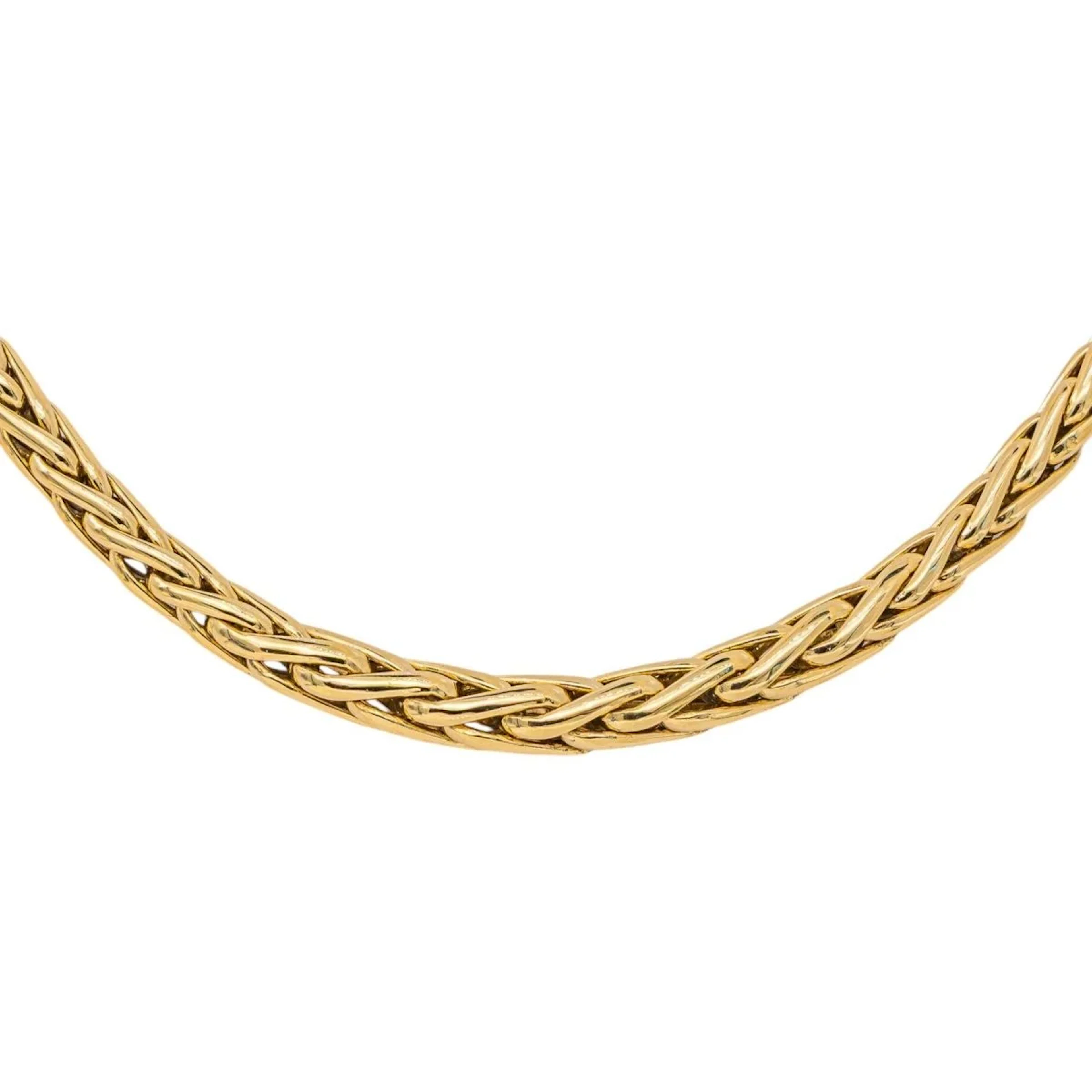 Yellow Gold Palm Leaf Link Necklace
