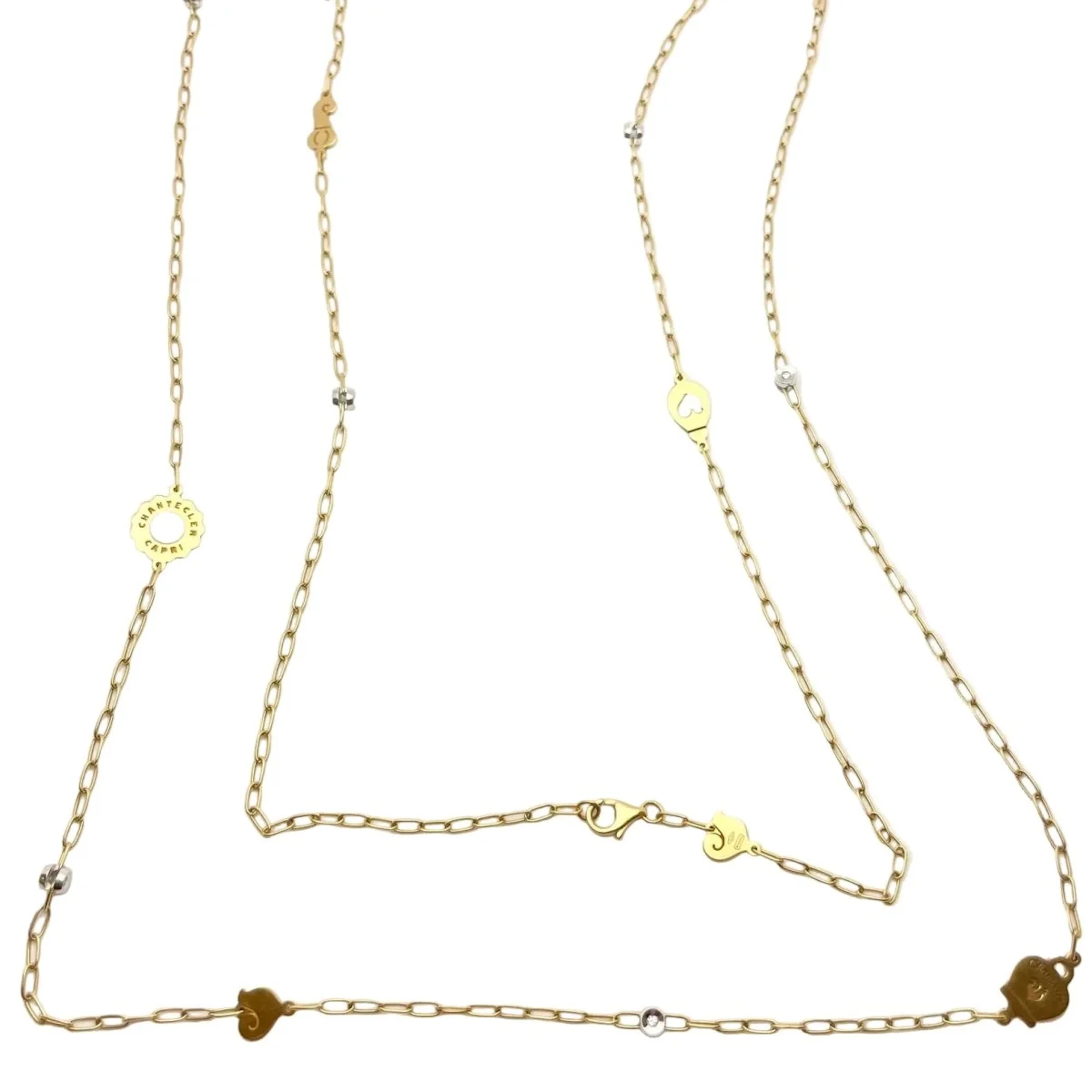 CHANTECLER Long necklace in white gold, yellow gold, and diamonds