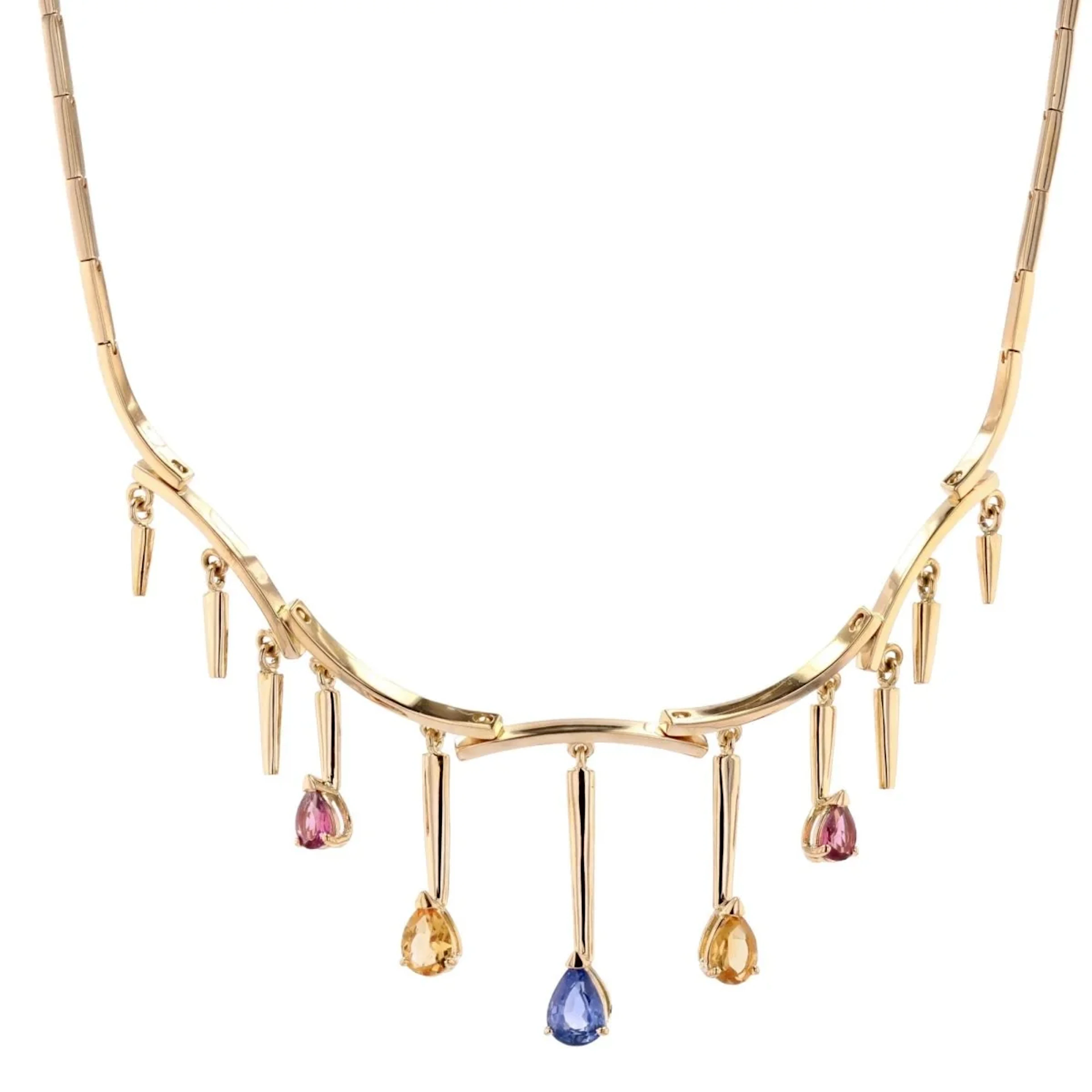 Necklace Drapery in yellow gold and sapphires
