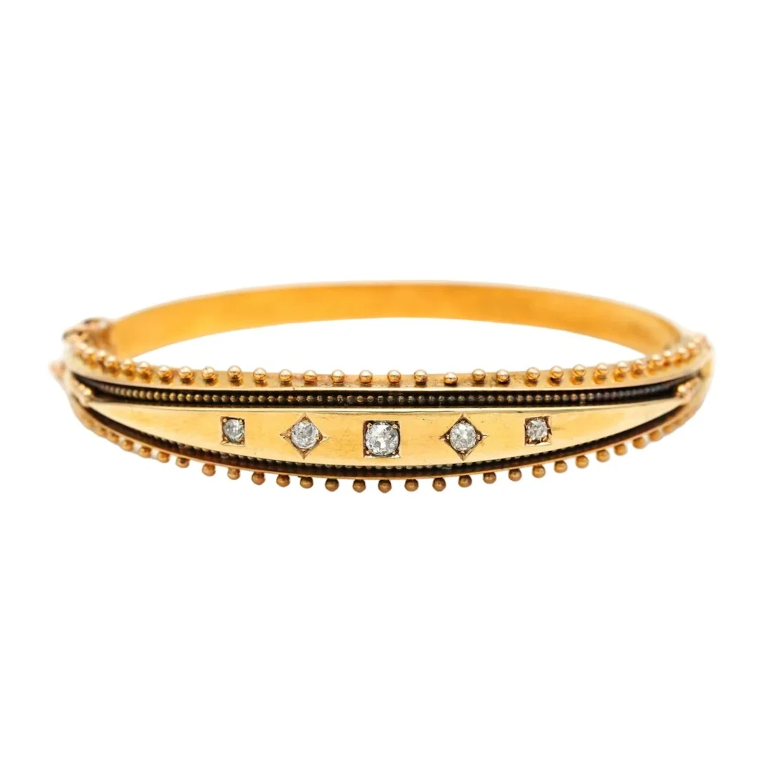 Yellow Gold and Diamond Bangle Bracelet