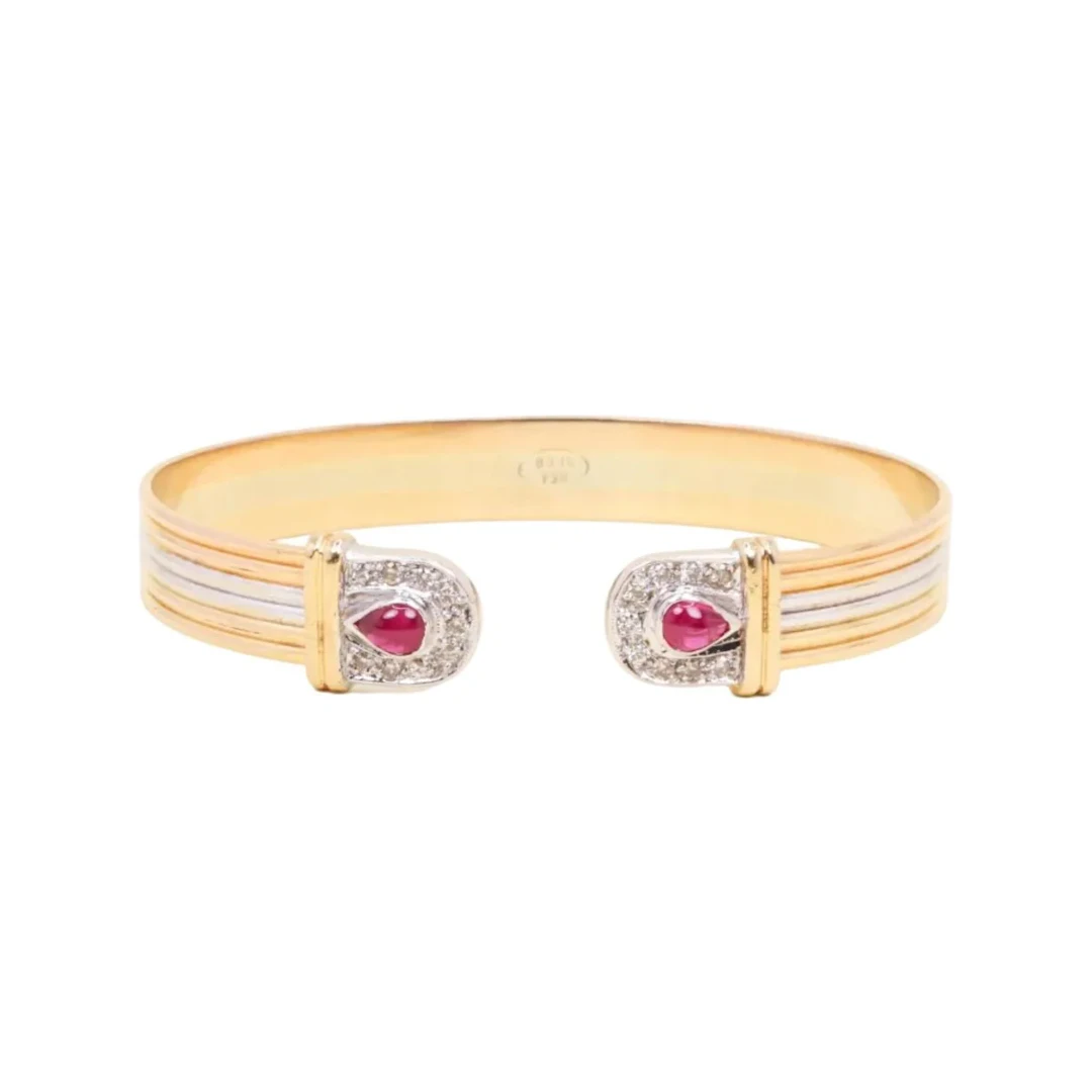 Bracelet Jonc en or blanc, or jaune, or rose, rubis et diamants