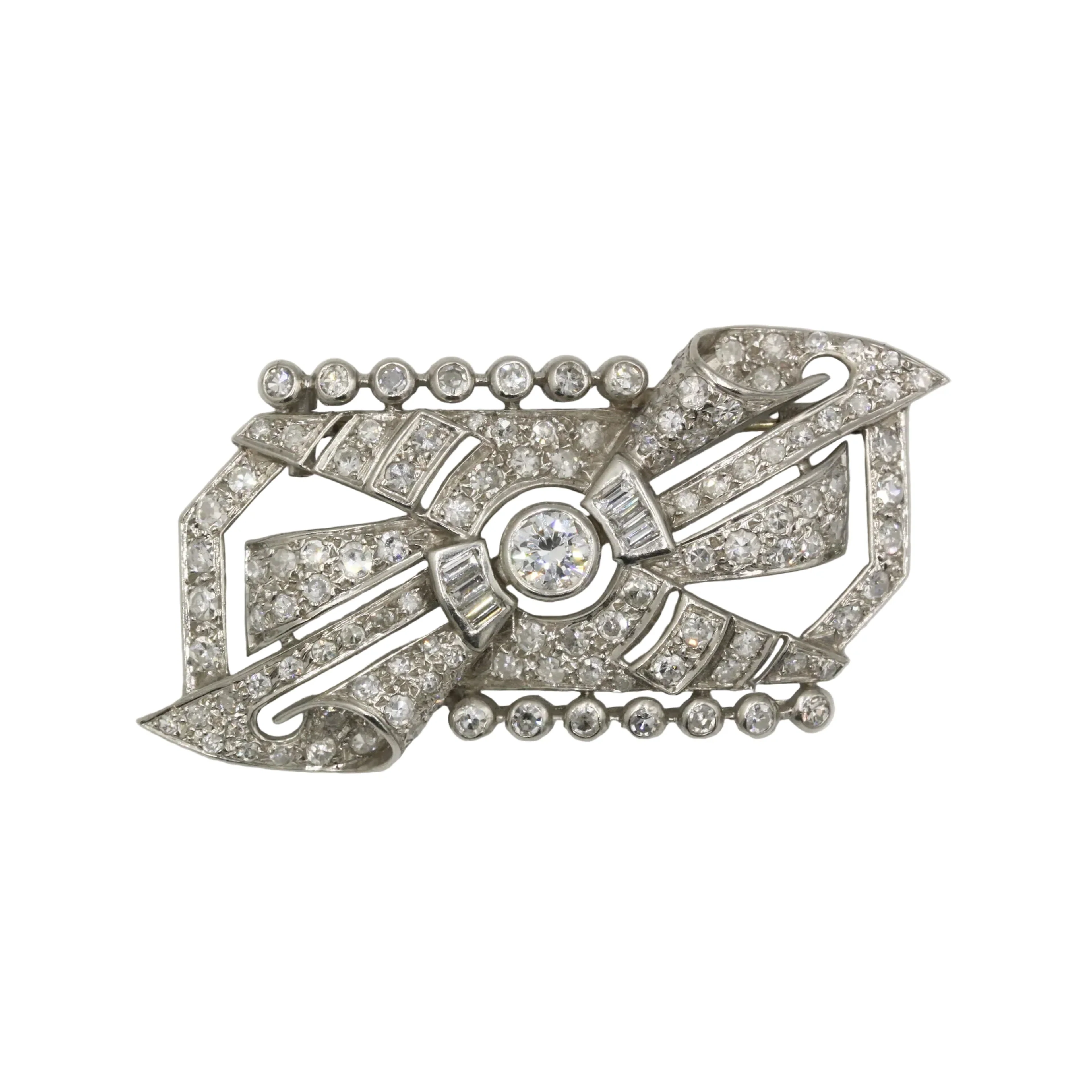 Art-Deco brooch - Gold, Platinum & diamonds