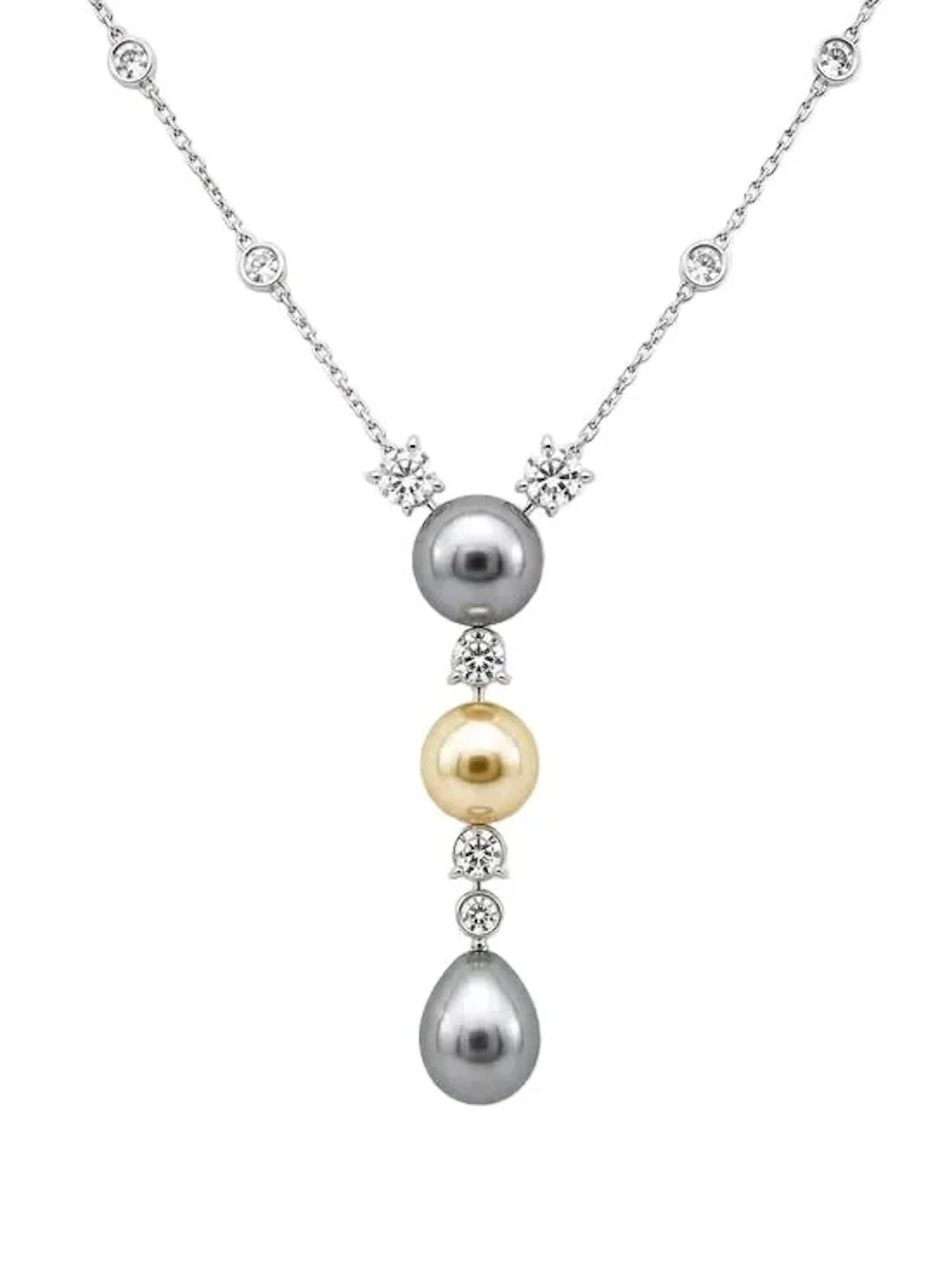 CARTIER "Muguet" Pendant Necklace in platinum, pearls, and diamonds