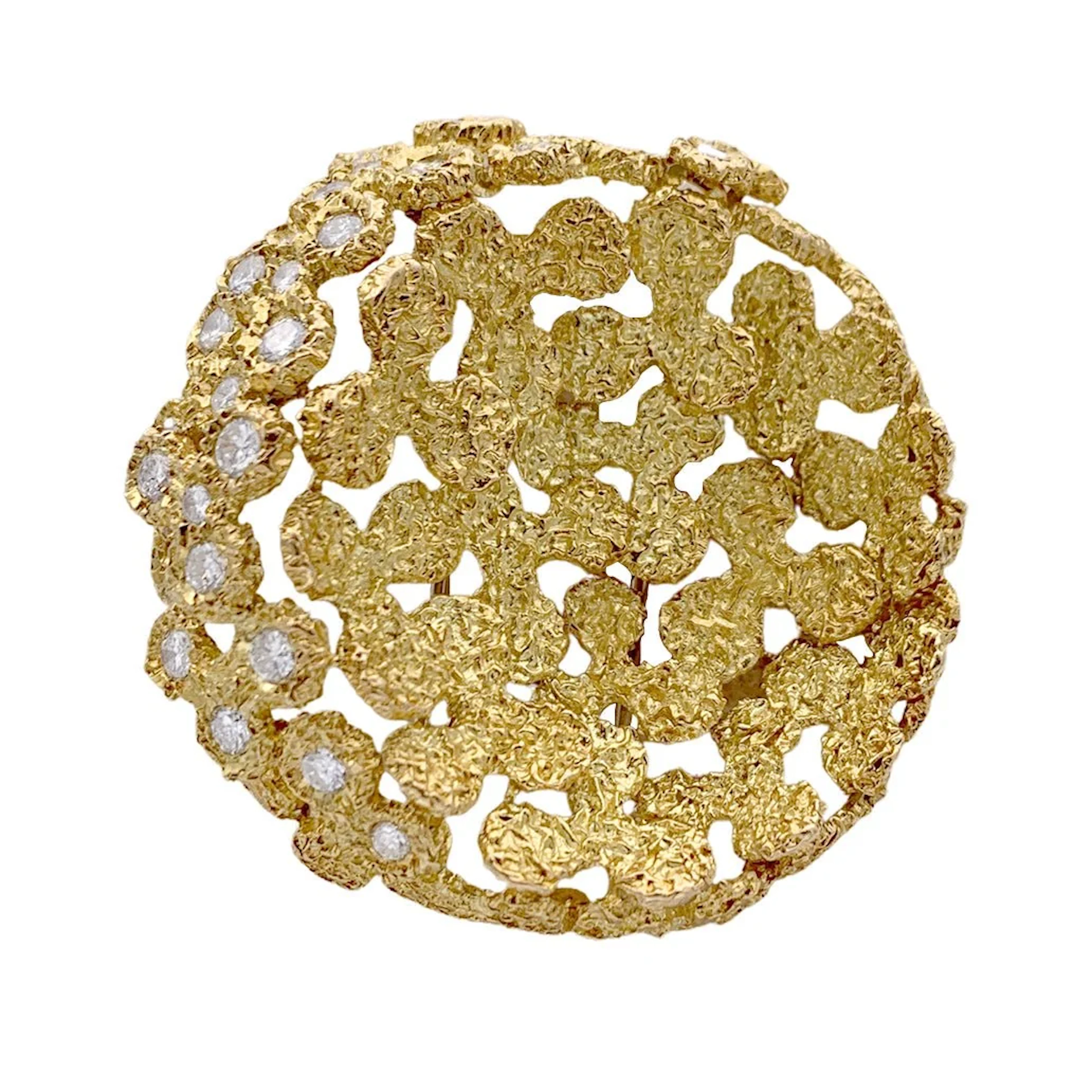 FRED brooch in yellow gold and diamonds
