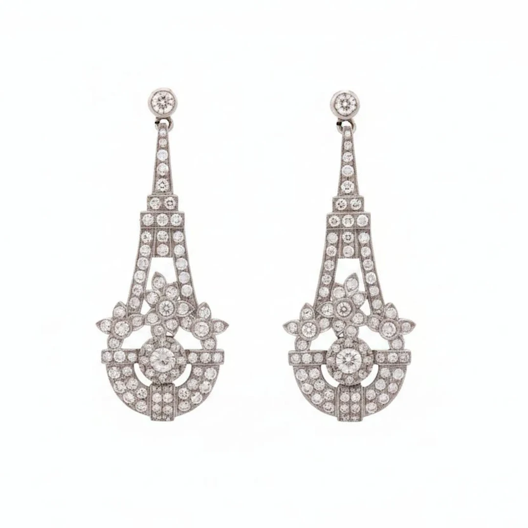 White Gold and Diamond Drop Earrings
