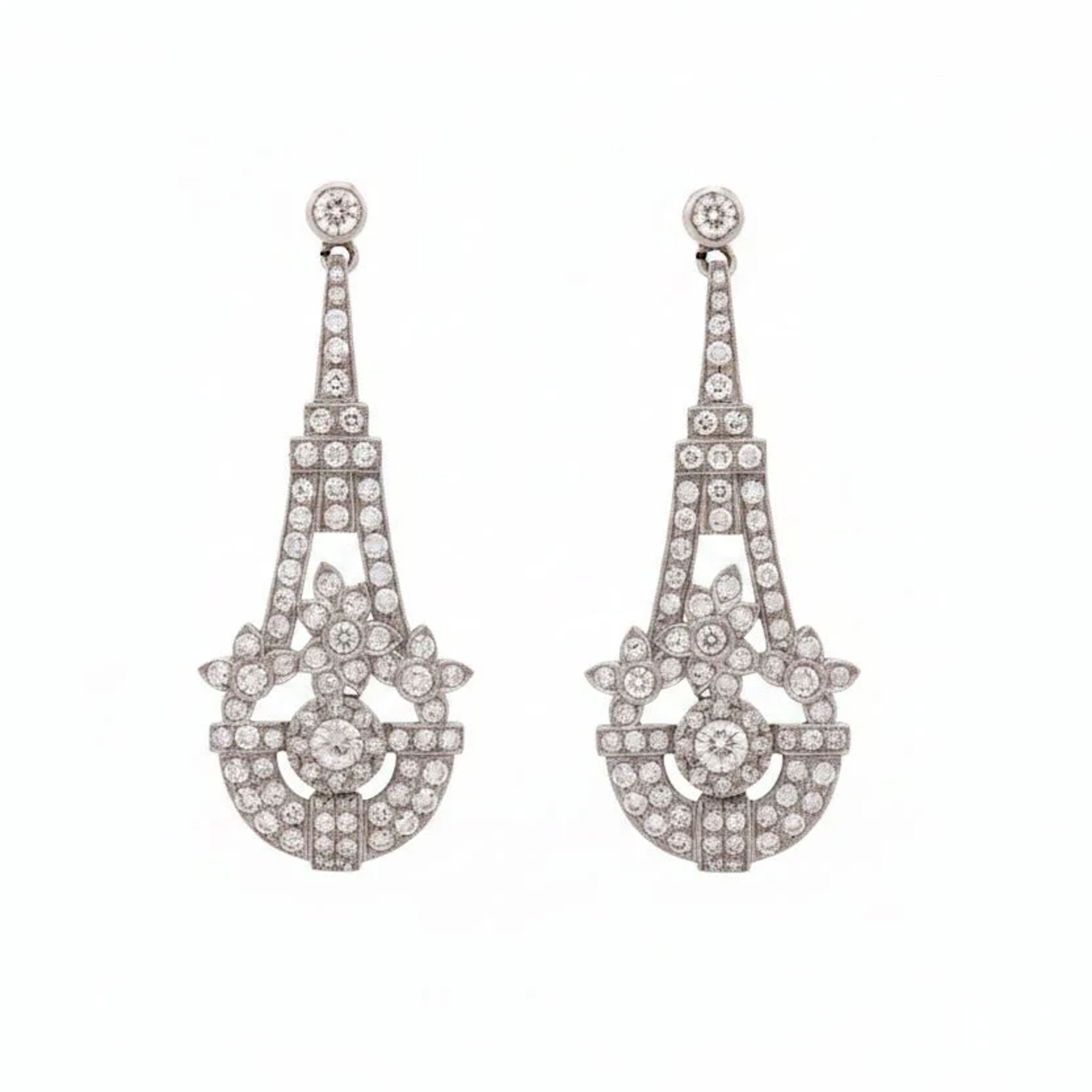 White Gold and Diamond Drop Earrings