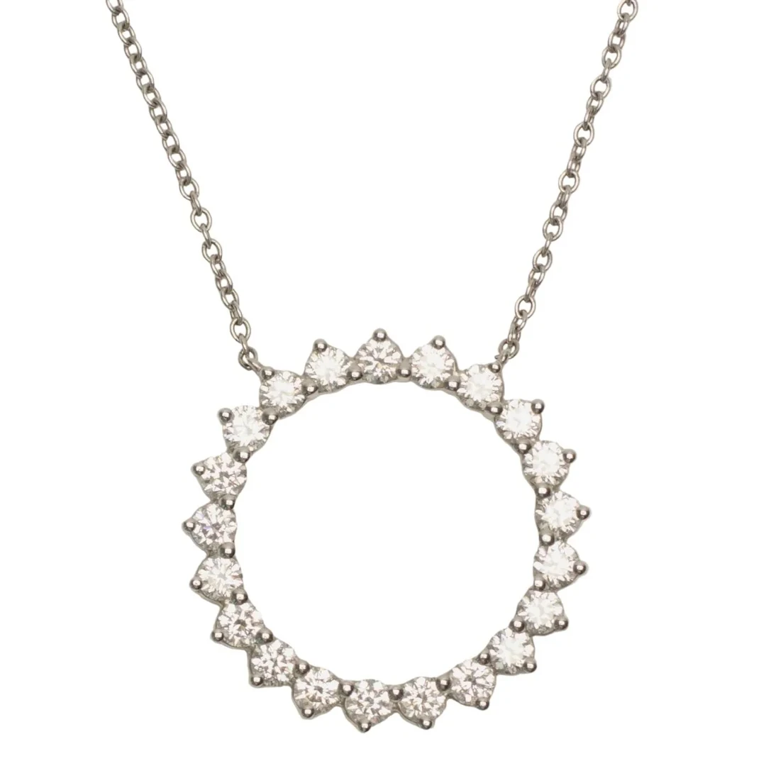 Collier Pendentif TIFFANY & CO. "Open Circle" en platine et diamants