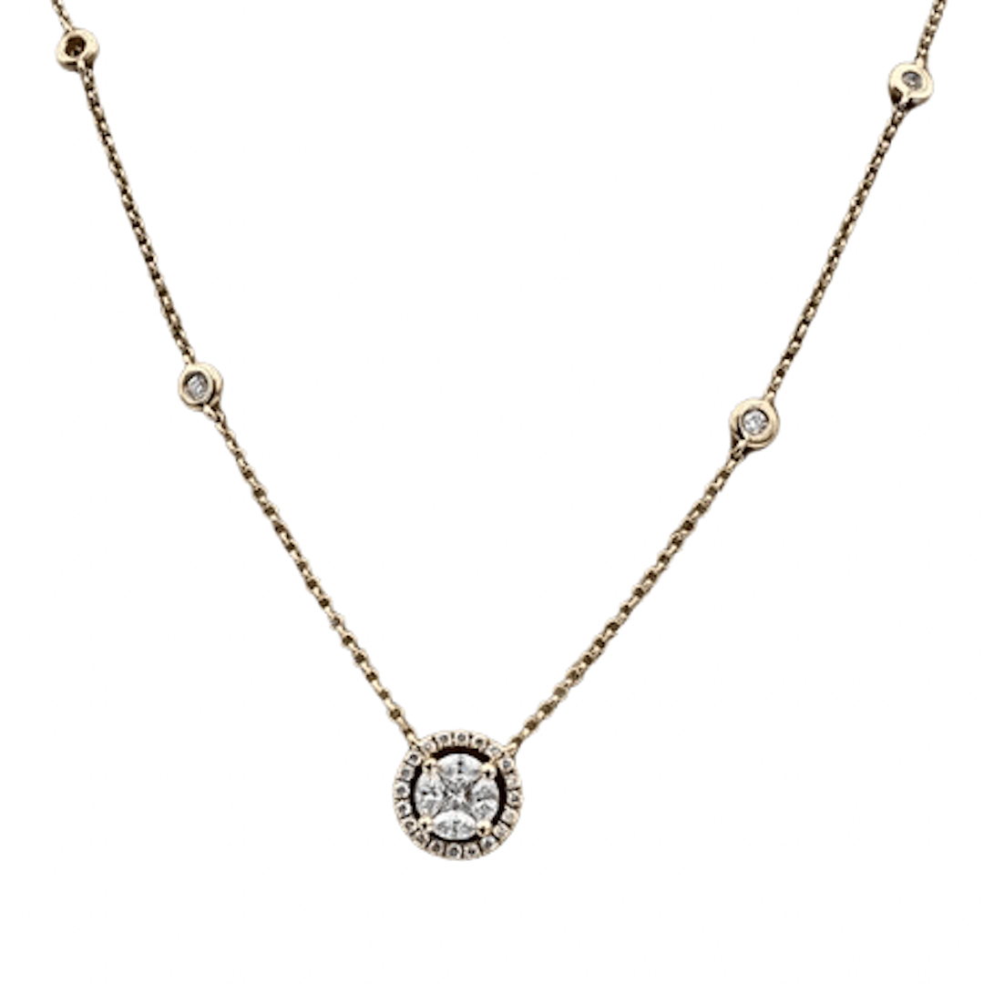 Yellow Gold Necklace with Diamond Pendant