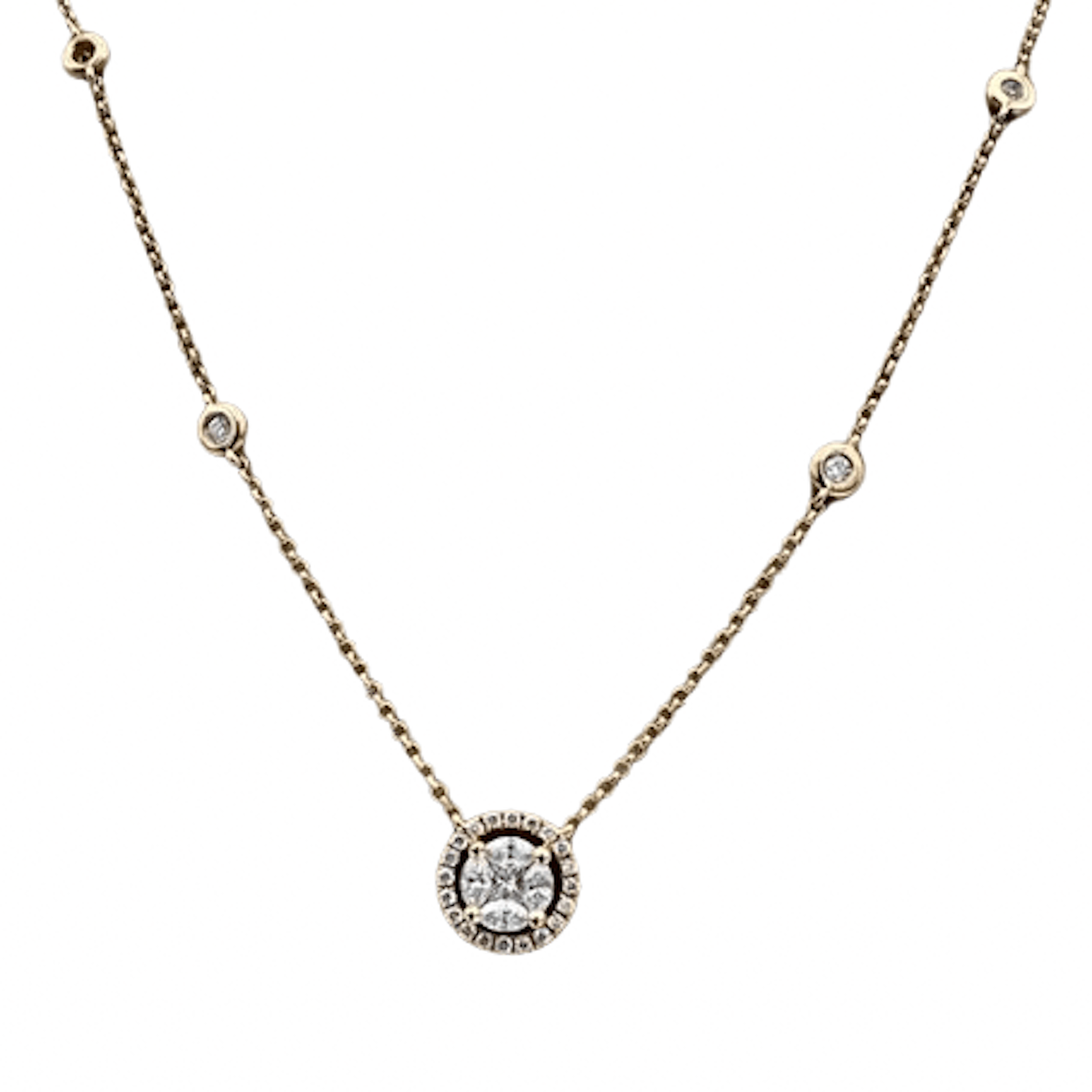 Yellow Gold Necklace with Diamond Pendant