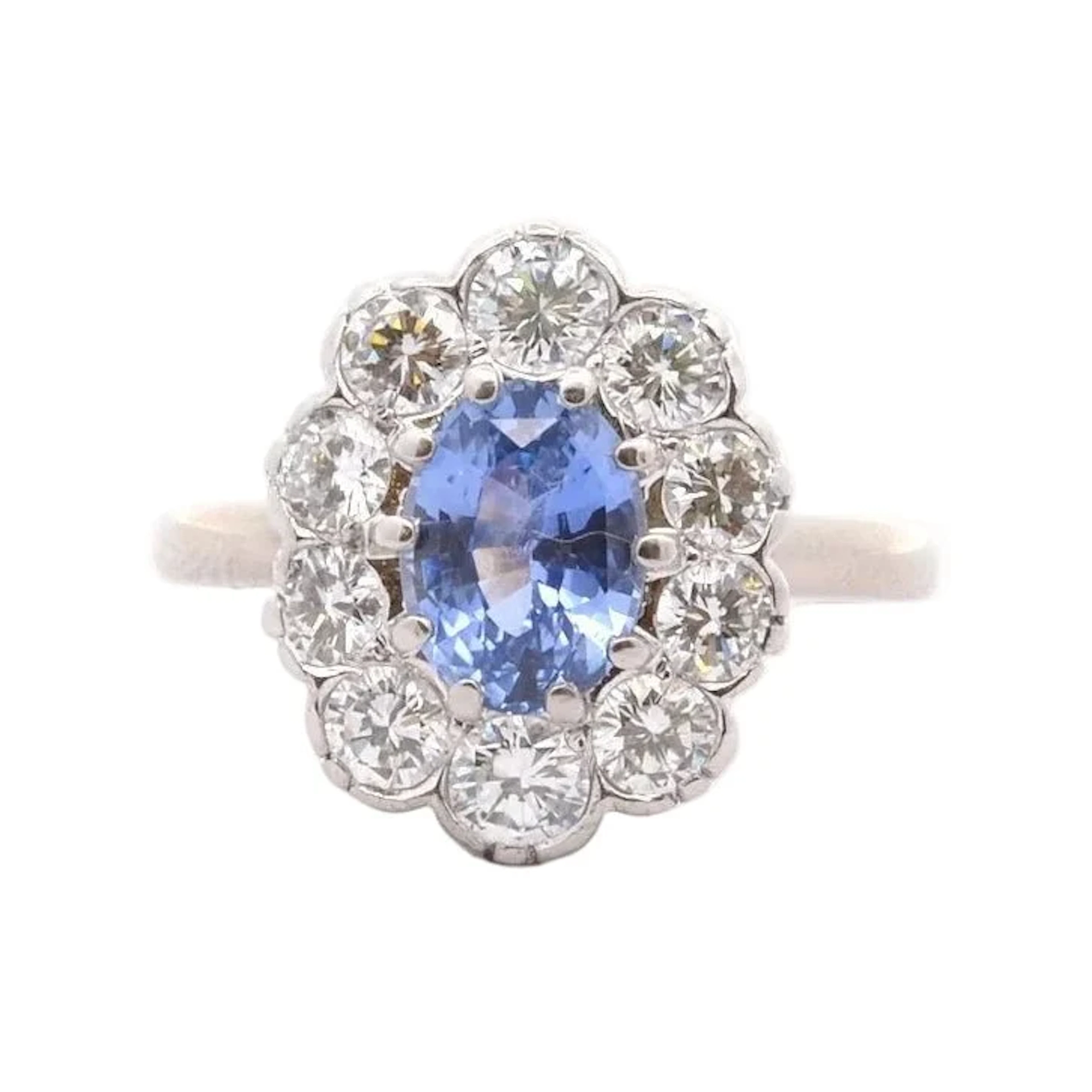 Marguerite Ring in White Gold, Platinum, Sapphire, and Diamonds