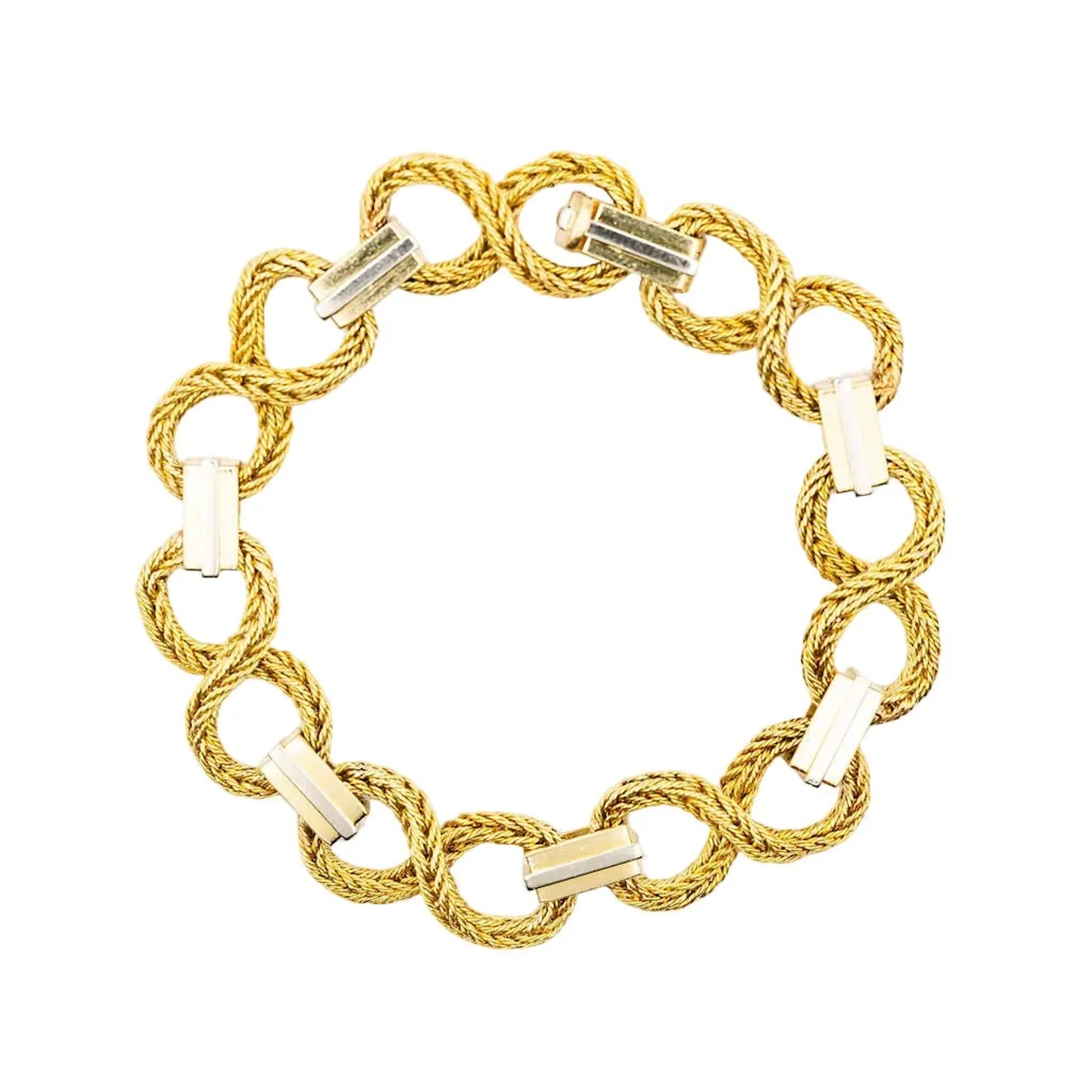 Yellow and white gold link bracelet