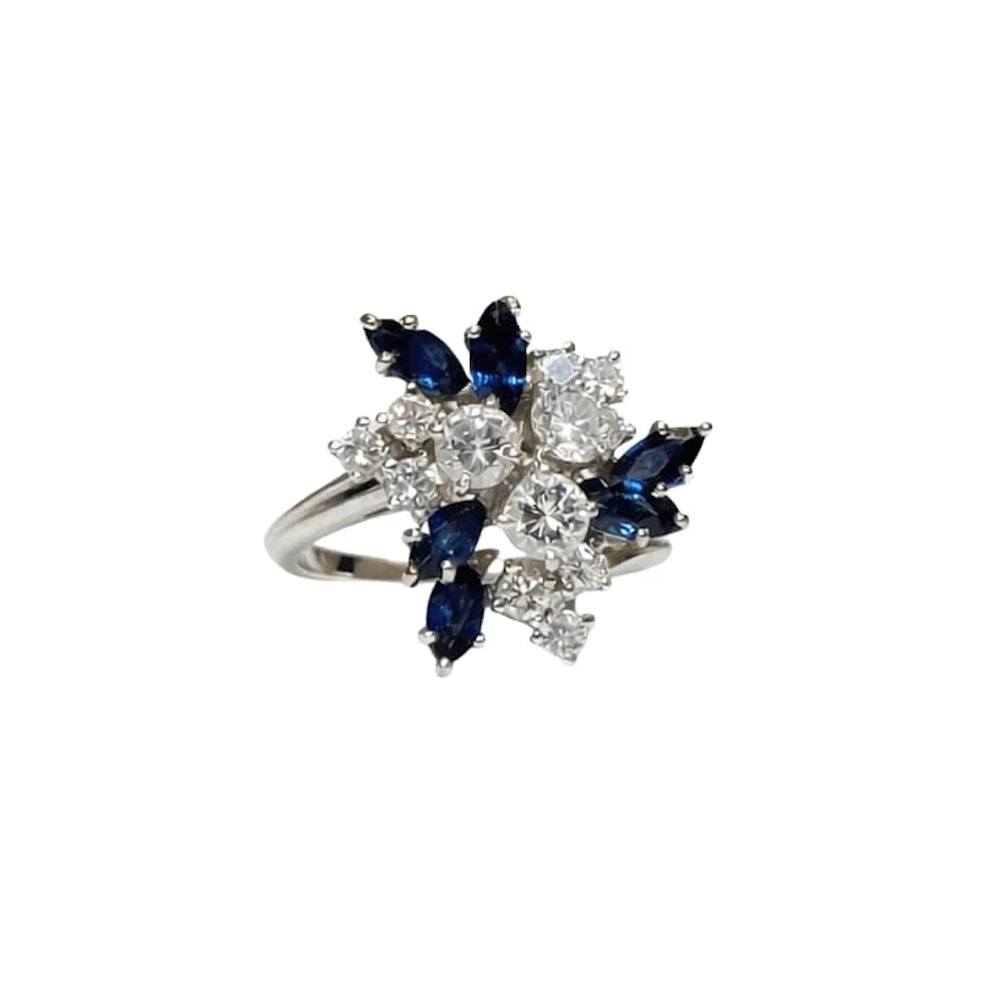JEAN ET PIERRE BELLIN ring in white gold, Platinum, Sapphires, and Diamonds