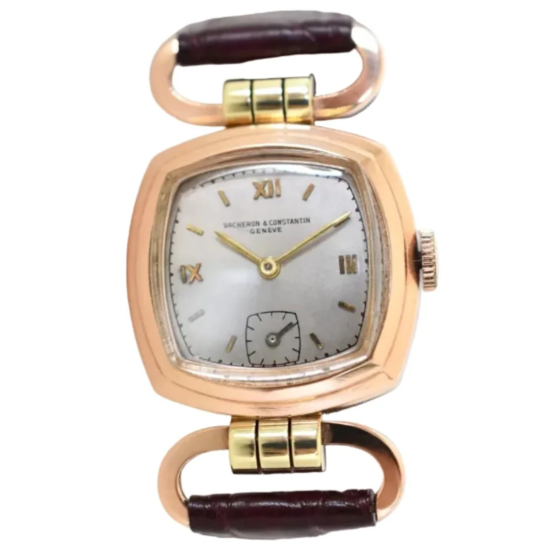 Montre VANCHERON & CONSTANTIN "Étrier" en or rose et cuir