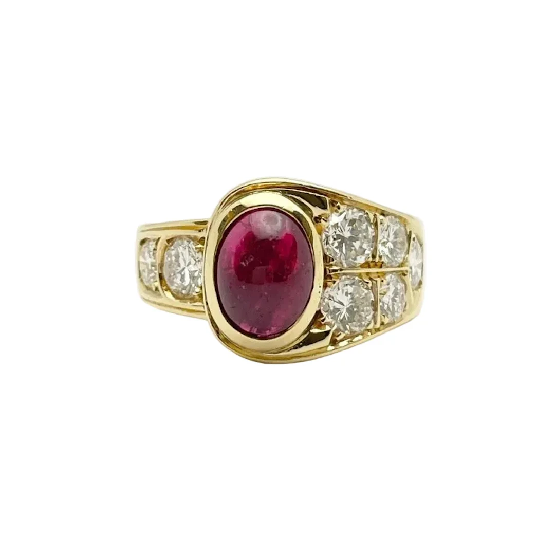 Ring in 18KT gold with rubies and diamonds natural GOUBLE' PARIS