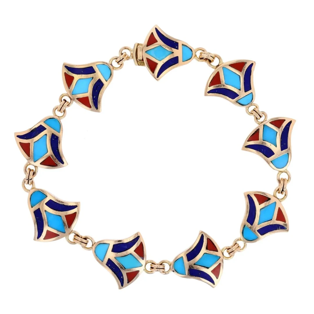Bracelet Mesh in yellow gold and enamel