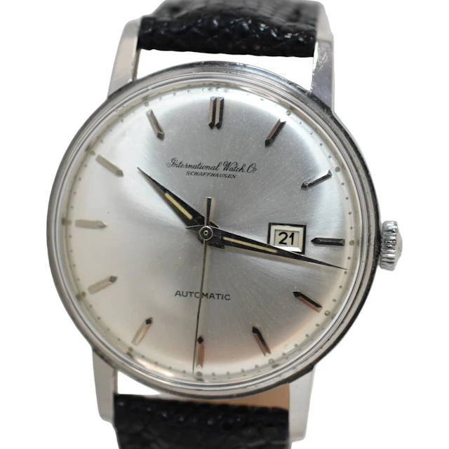 Montre IWC "Classique" en acier, argent et cuir