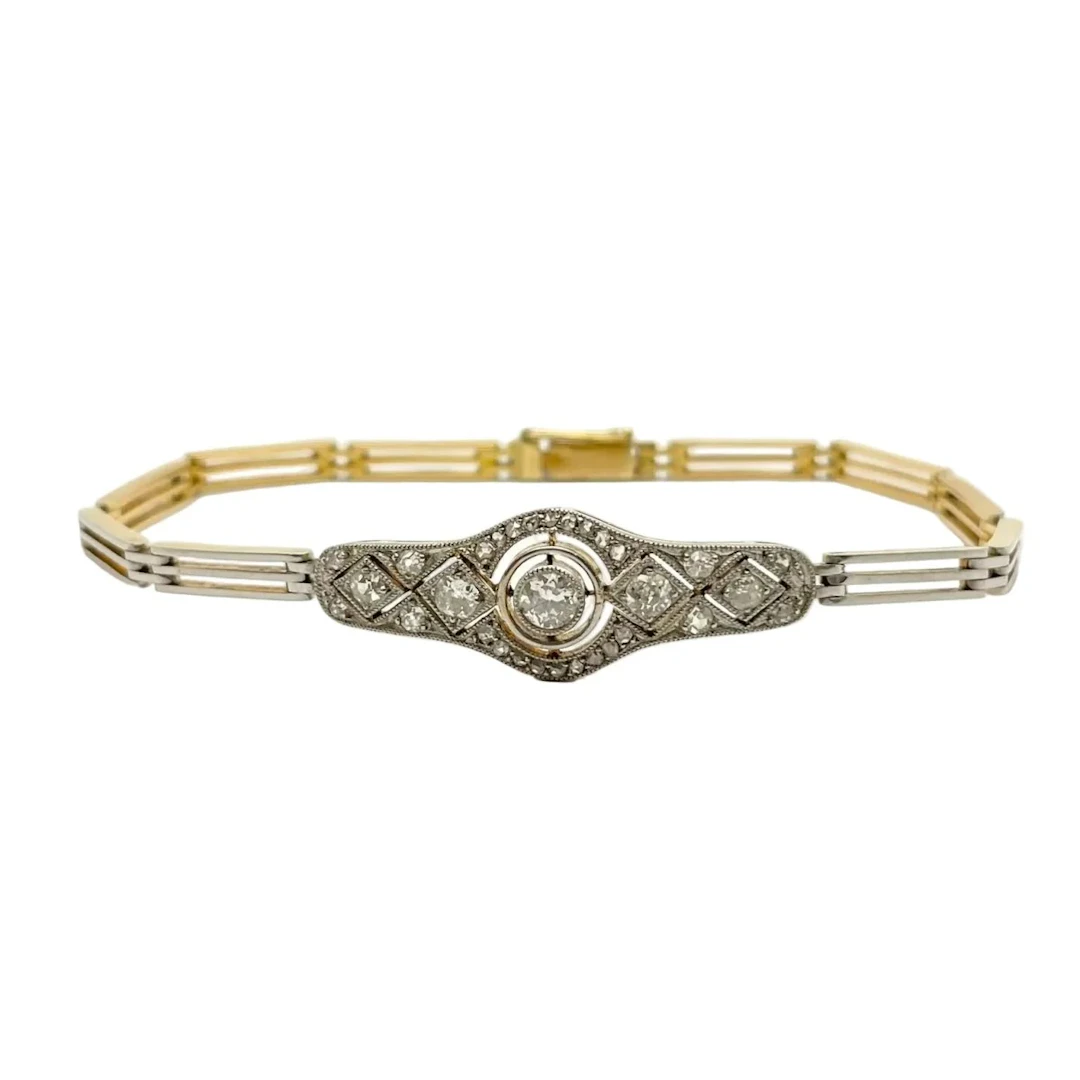 White gold, yellow gold, and diamond bracelet
