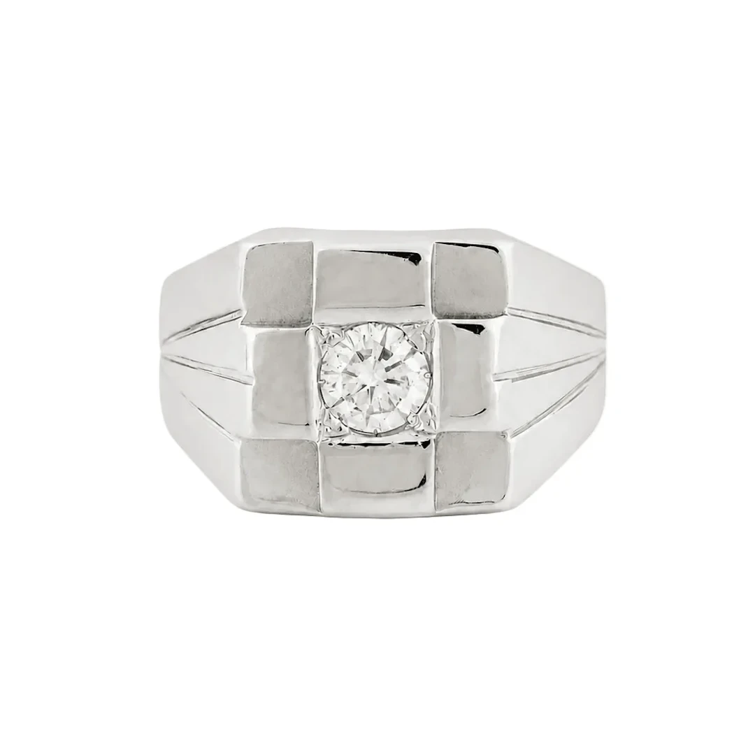 White Gold and Diamond Signet Ring