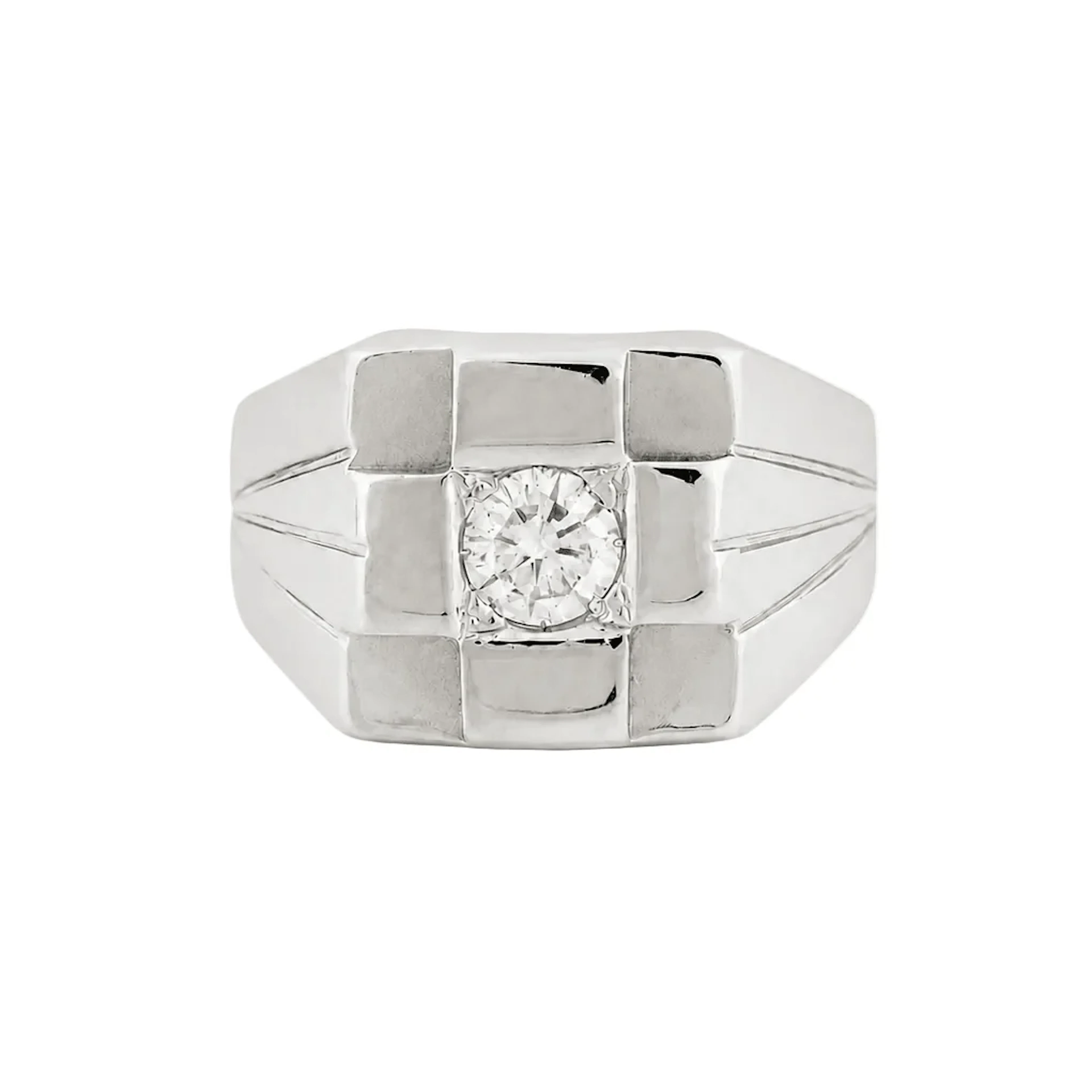 White Gold and Diamond Signet Ring