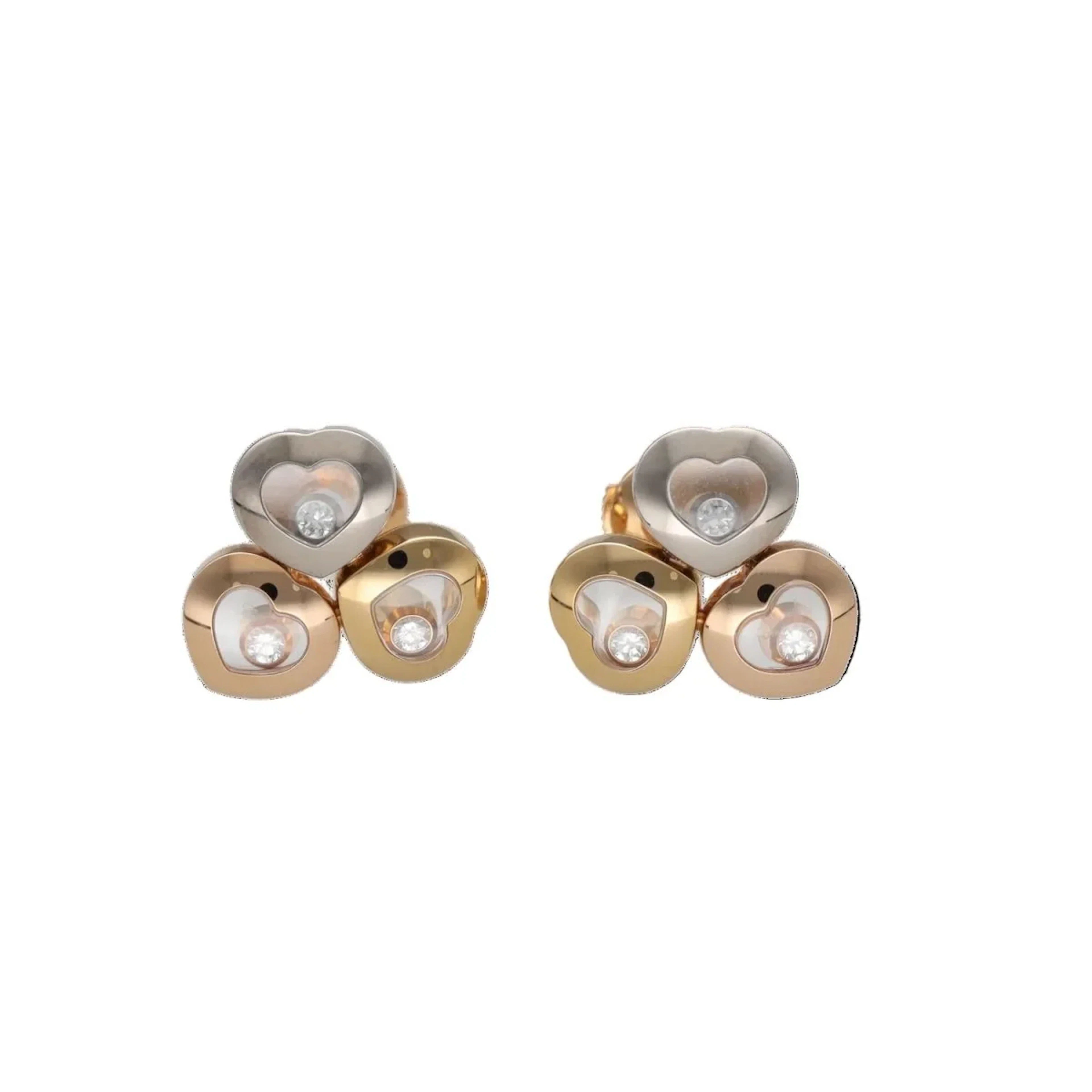 CHOPARD "Happy Curve" Earrings in white gold, yellow gold, rose gold