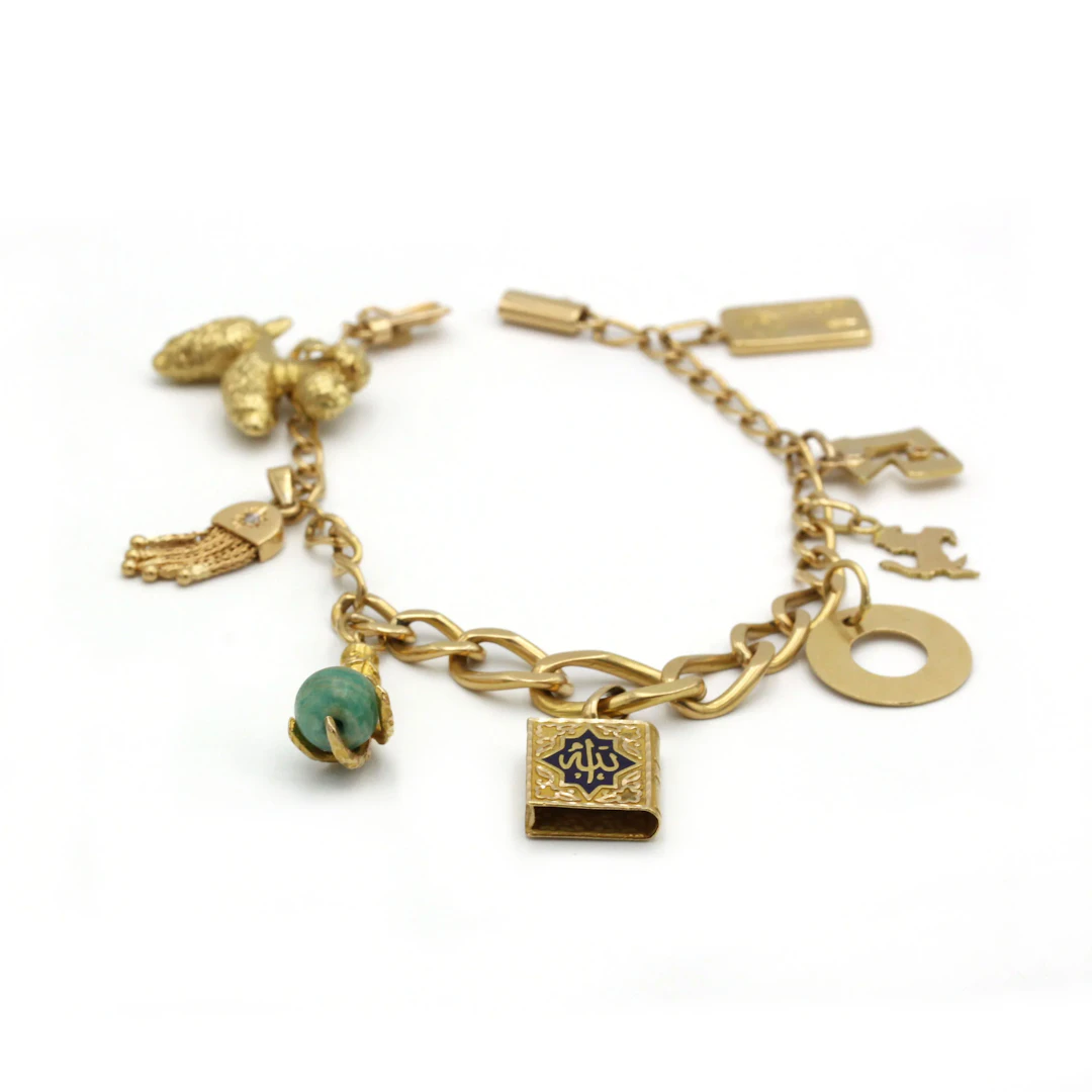 Bracelet Charms - Gold, Diamonds, Resin & Amazonite