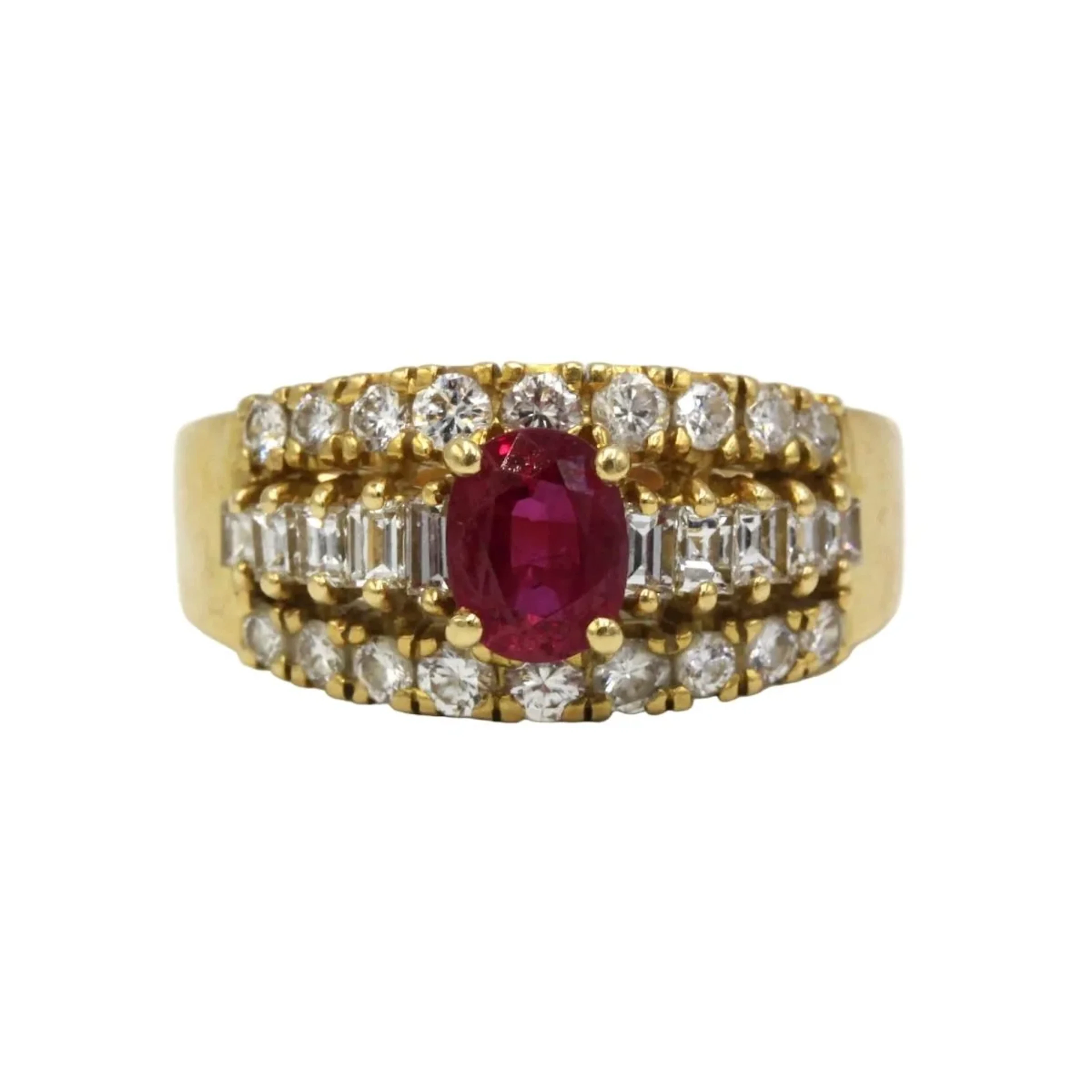 Band Ring in Yellow Gold, Rubies, and Diamonds