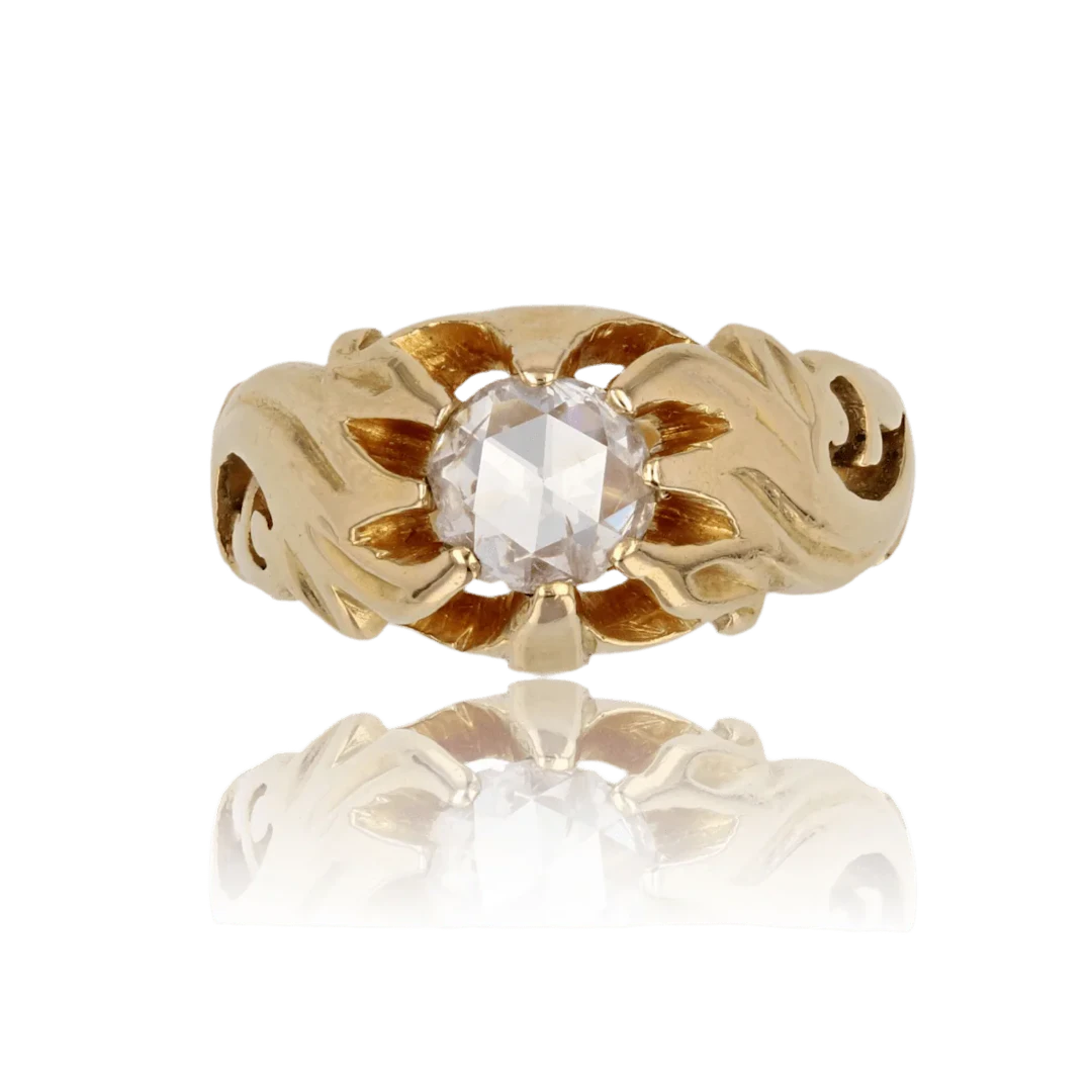 Jonc ring in yellow gold and diamond