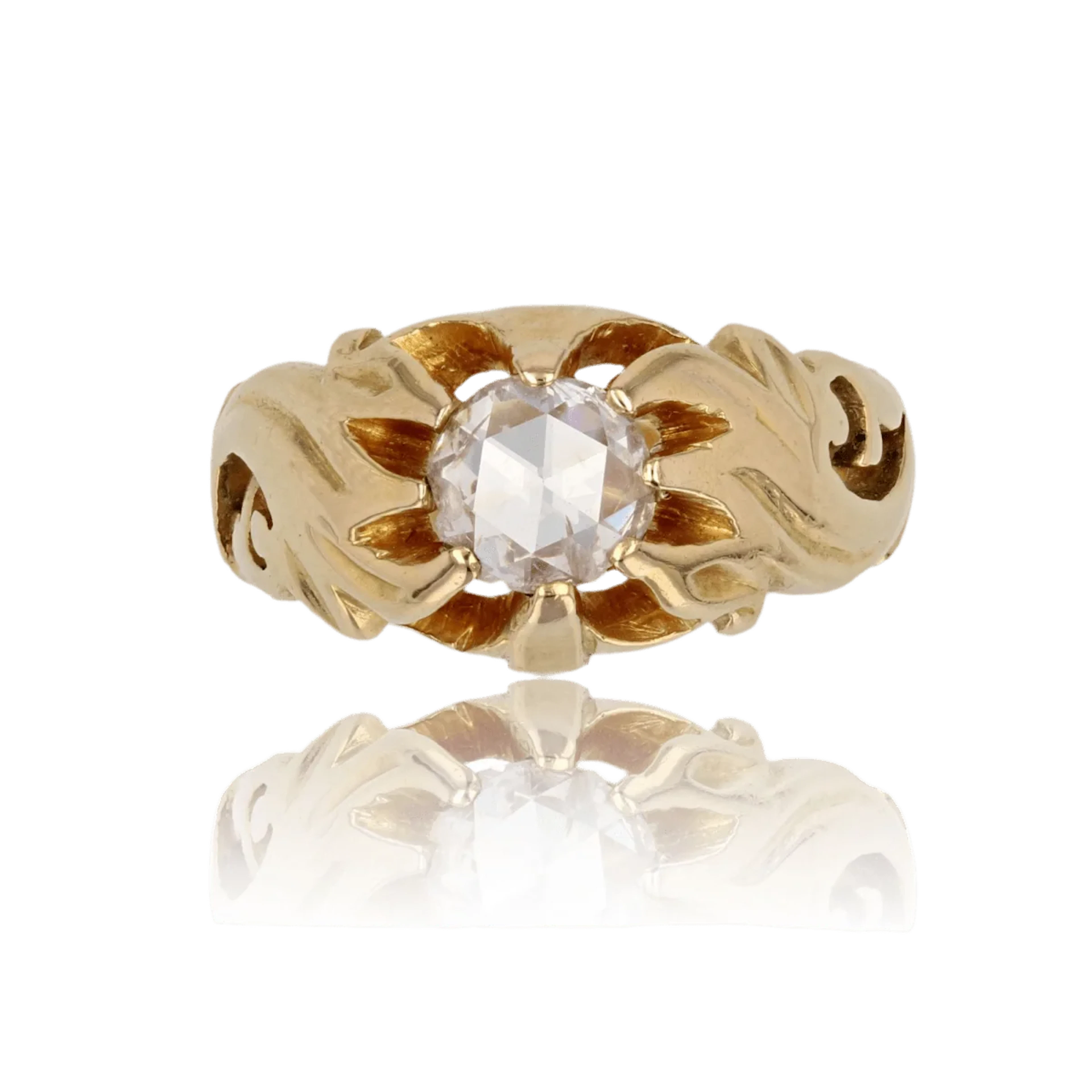 Jonc ring in yellow gold and diamond