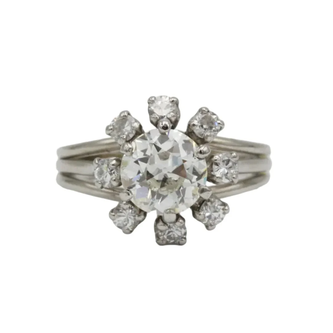 Ring Marguerite in white gold, paltinium and diamond