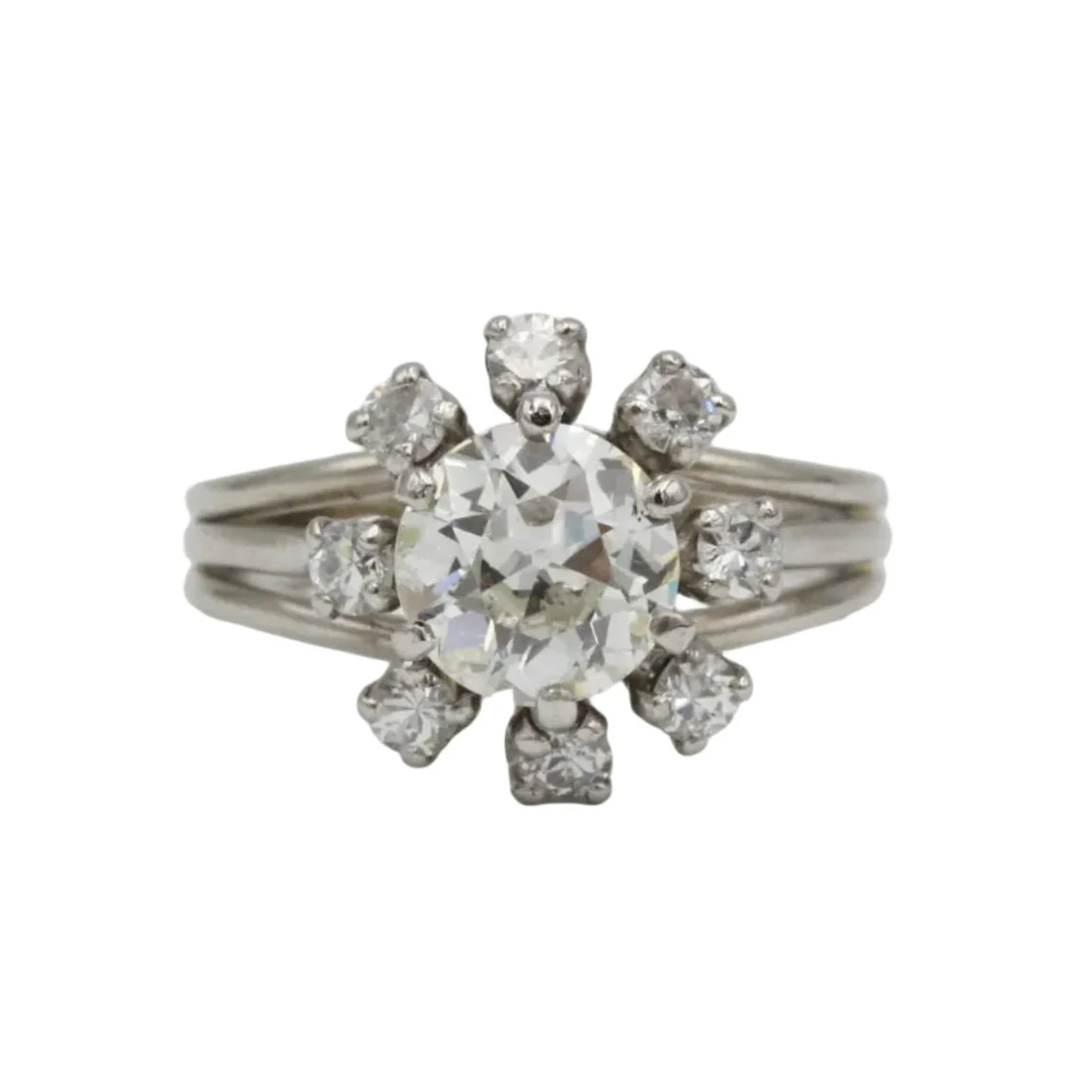 Ring Marguerite in white gold, paltinium and diamond