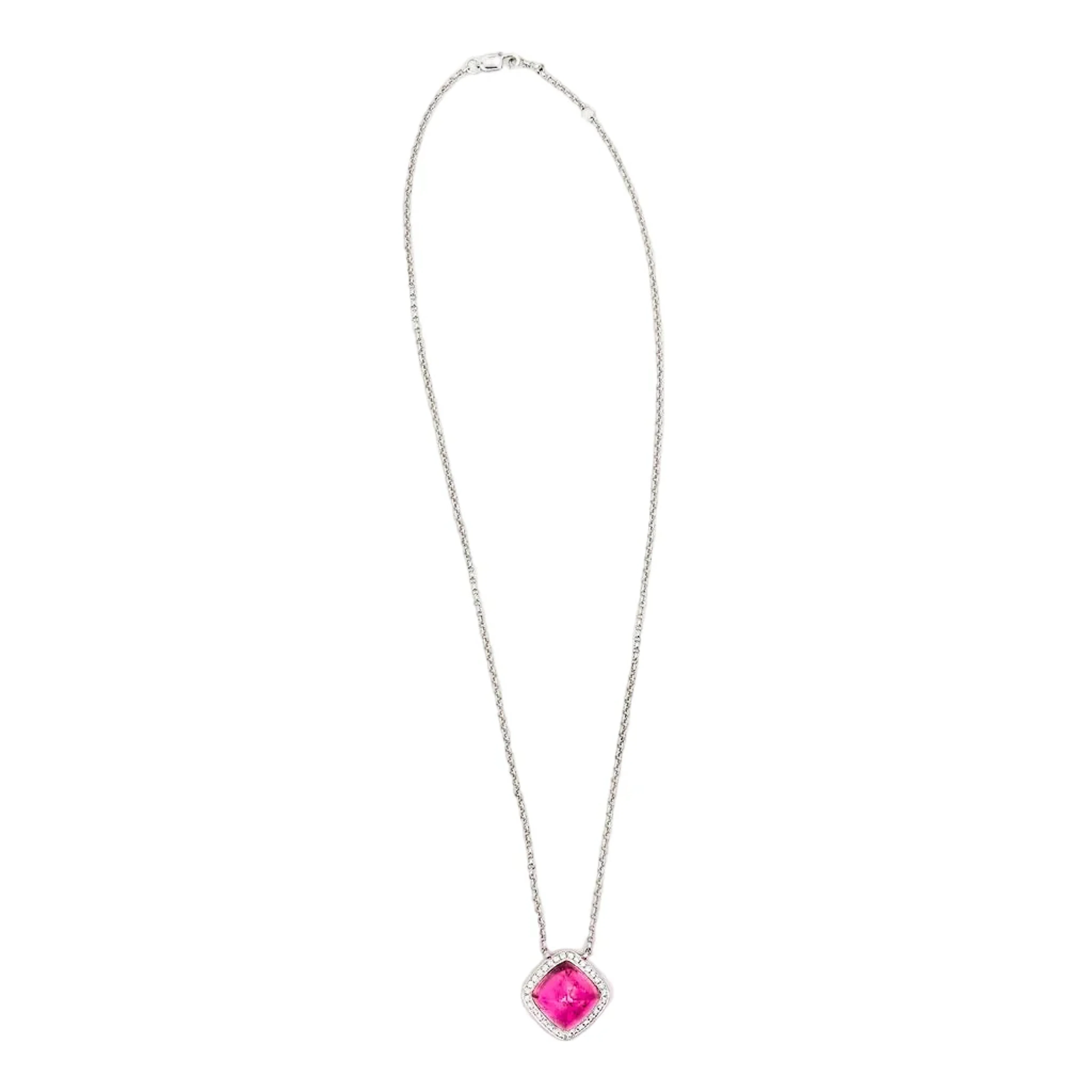 Necklace FRED "Pain de sucre" pendant in white gold, pink tourmaline